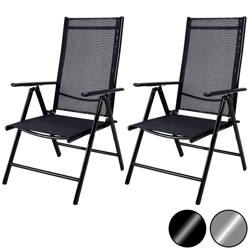 Garden Chairs, 2-Piece Set, Foldable, Adjustable, Anthracite