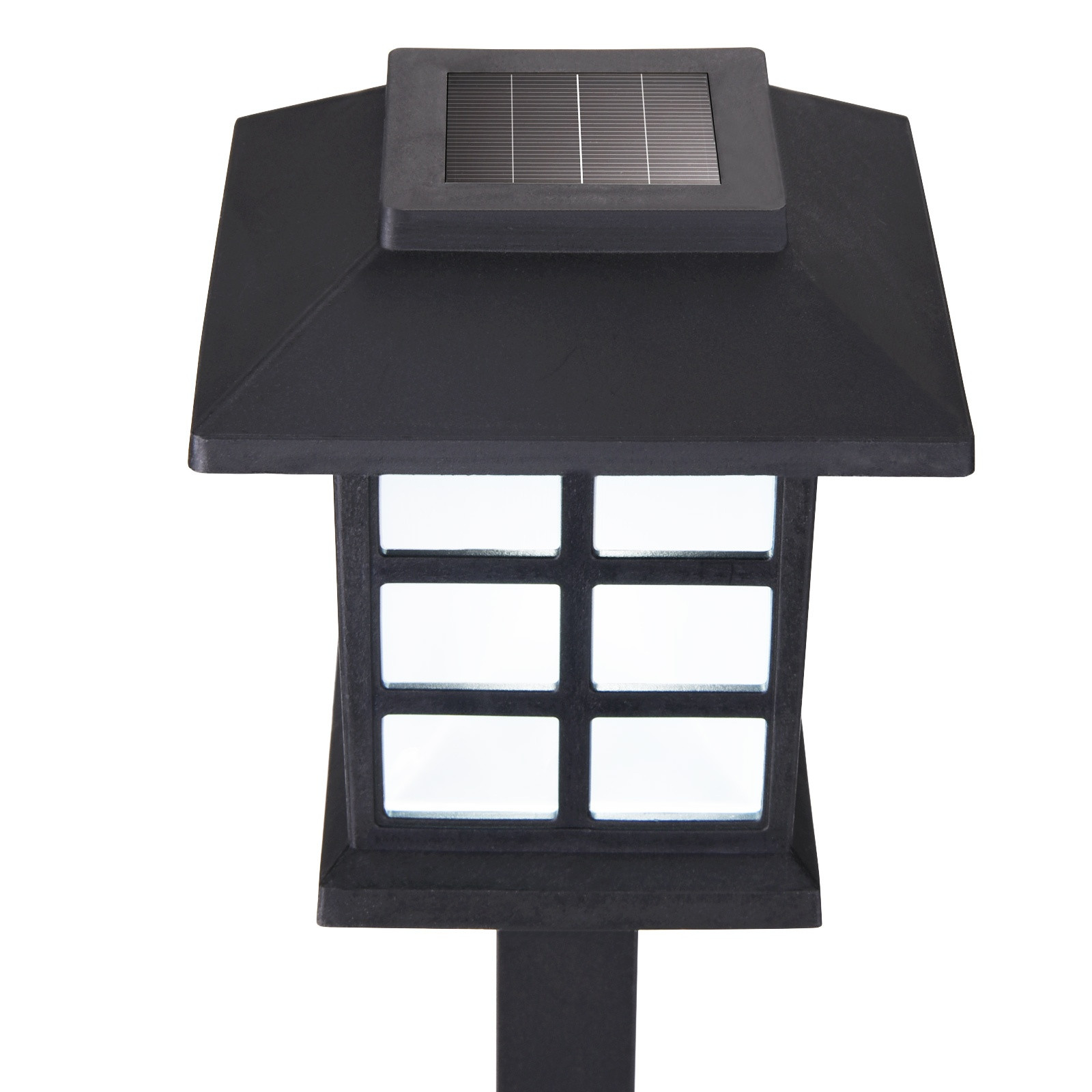 Solar Pathway Lights, 6-Pack, Black, Warm-White LED