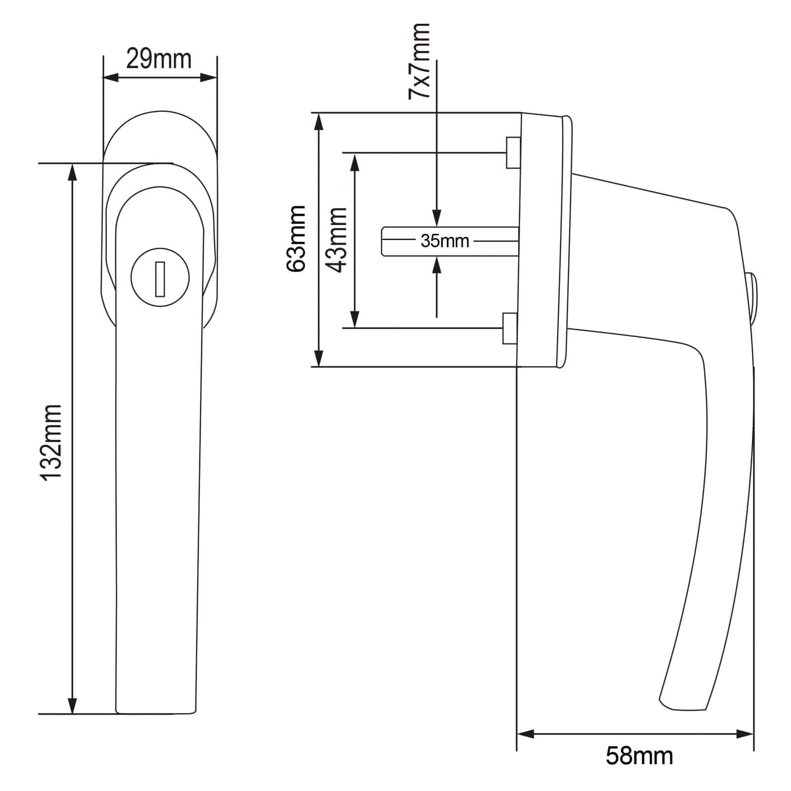 Lockable White Window Handles, 2-Pack, Child Safety