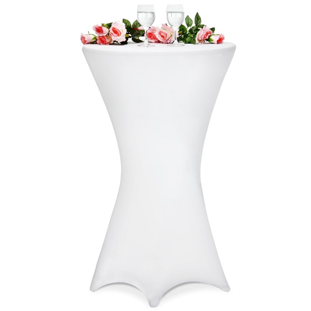 White Cocktail Table Cover, 80cm, Polyester Mix