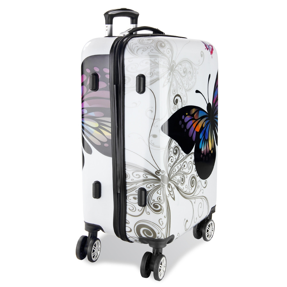 Valigia rigida, 66L, design a farfalla, ABS