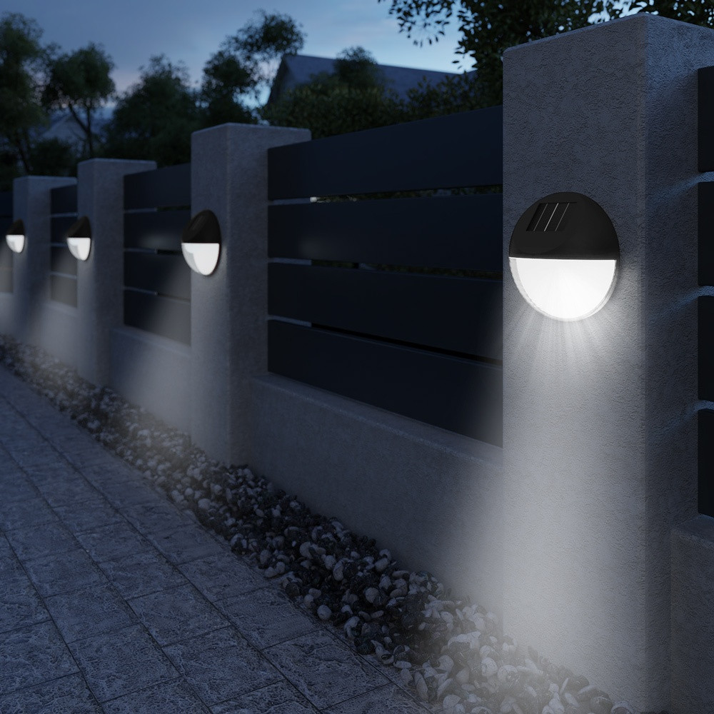 LED Solar Wall Lights, 6 Pack, Automatic Dusk Sensor