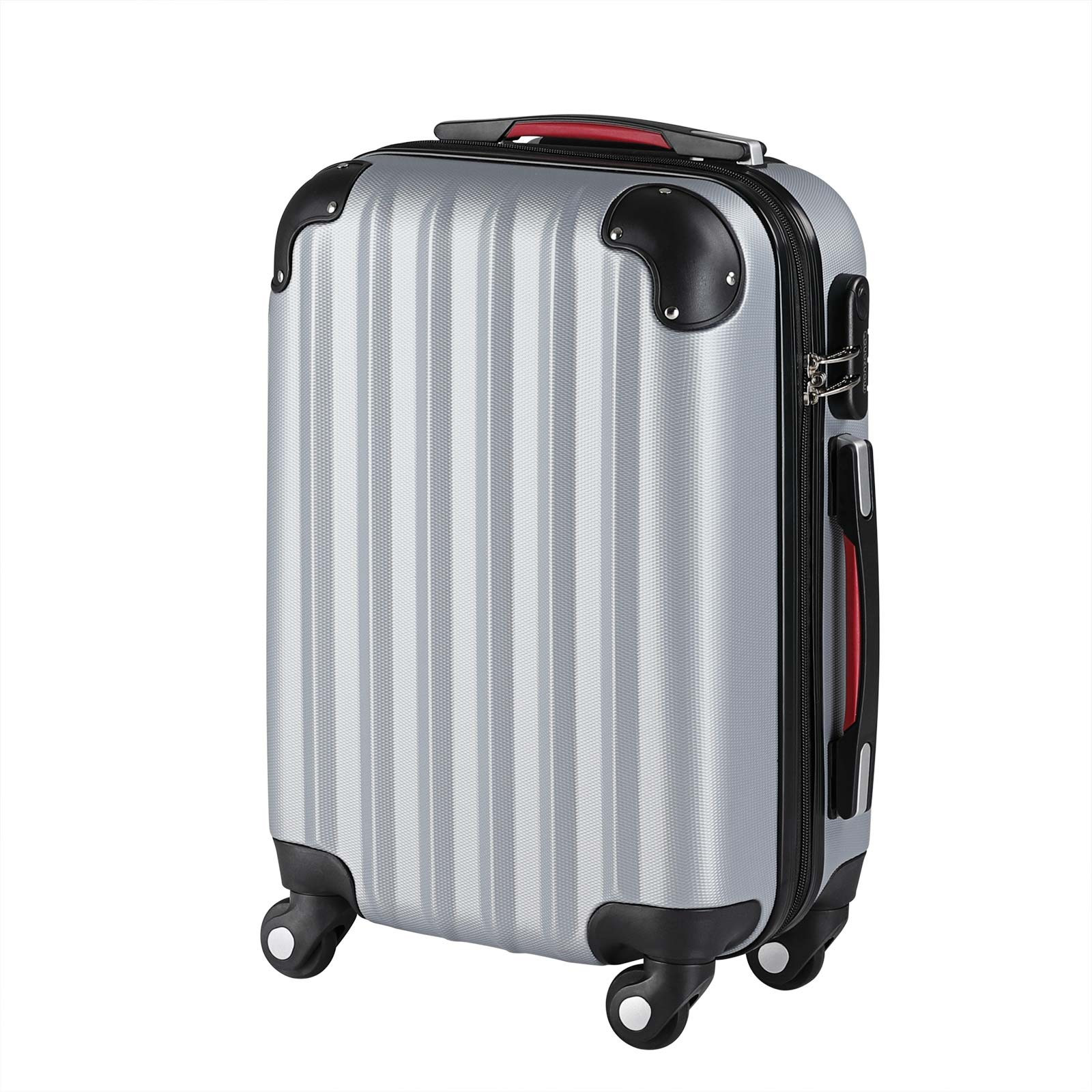 Hard Shell Suitcase, Silver, 34L, ABS, 360 Wheels