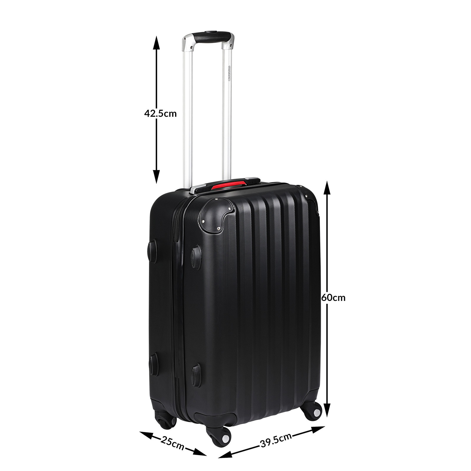 Hard Shell Suitcase, Black, 62L, ABS Plastic