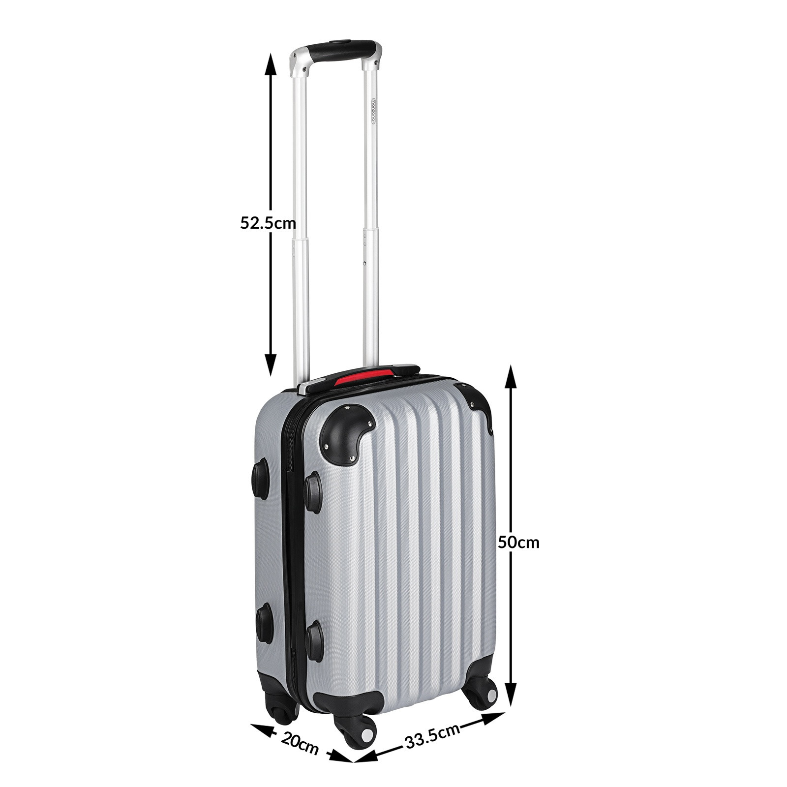 Hard Shell Suitcase, Silver, 34L, ABS, 360 Wheels
