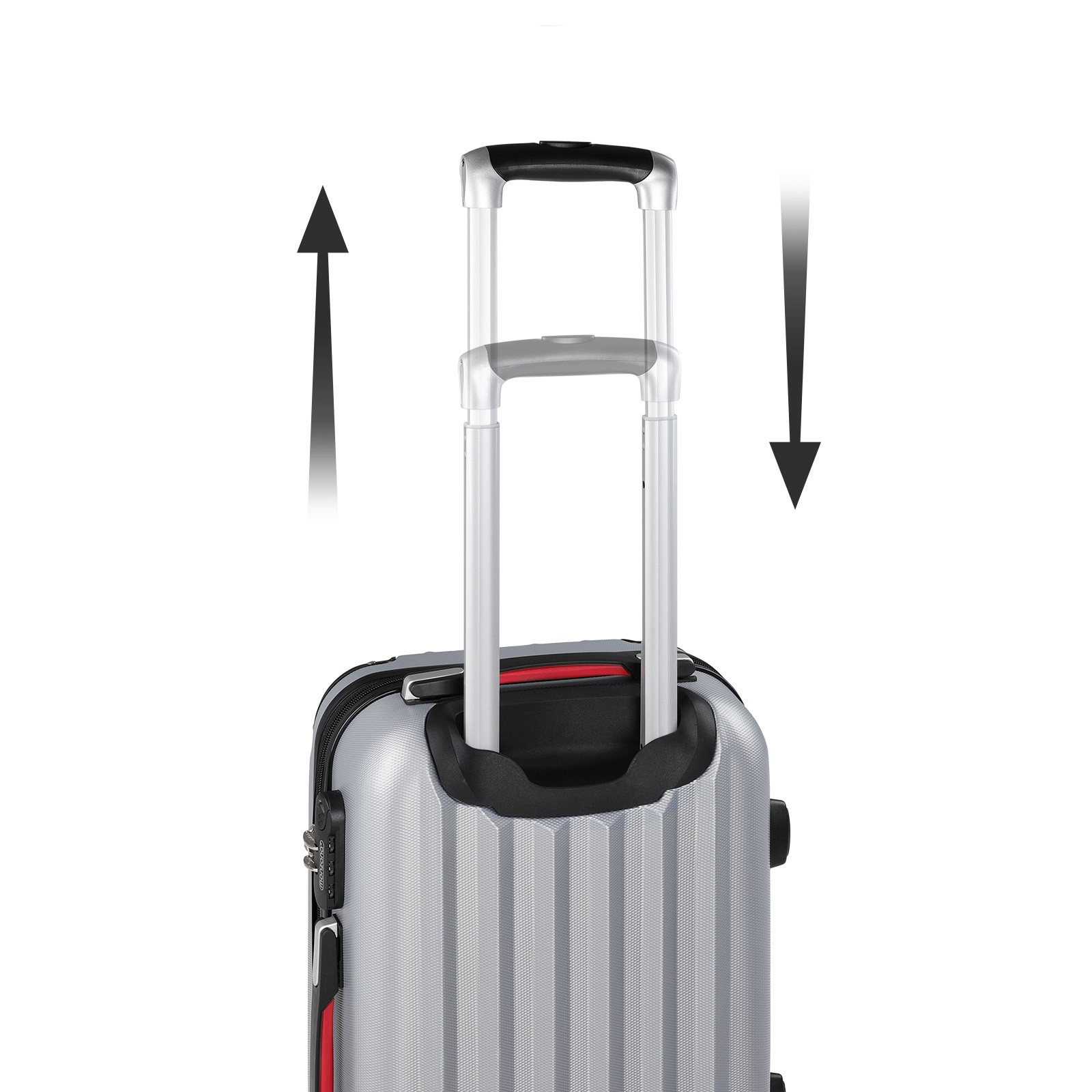 Hard Shell Suitcase, Silver, 34L, ABS, 360 Wheels
