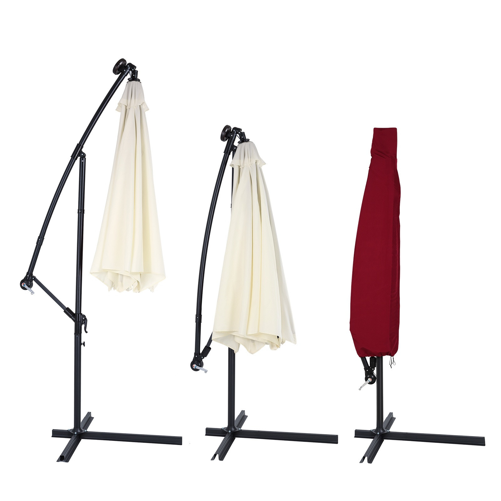 Parasolhoes, rood, 3m, polyester, ritssluiting
