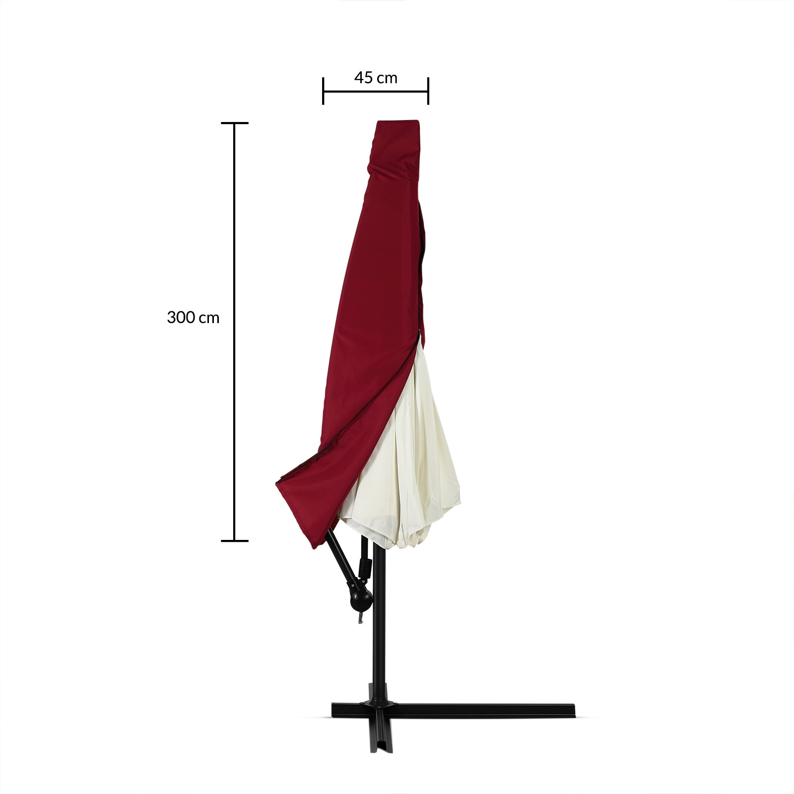 Parasolhoes, rood, 3m, polyester, ritssluiting