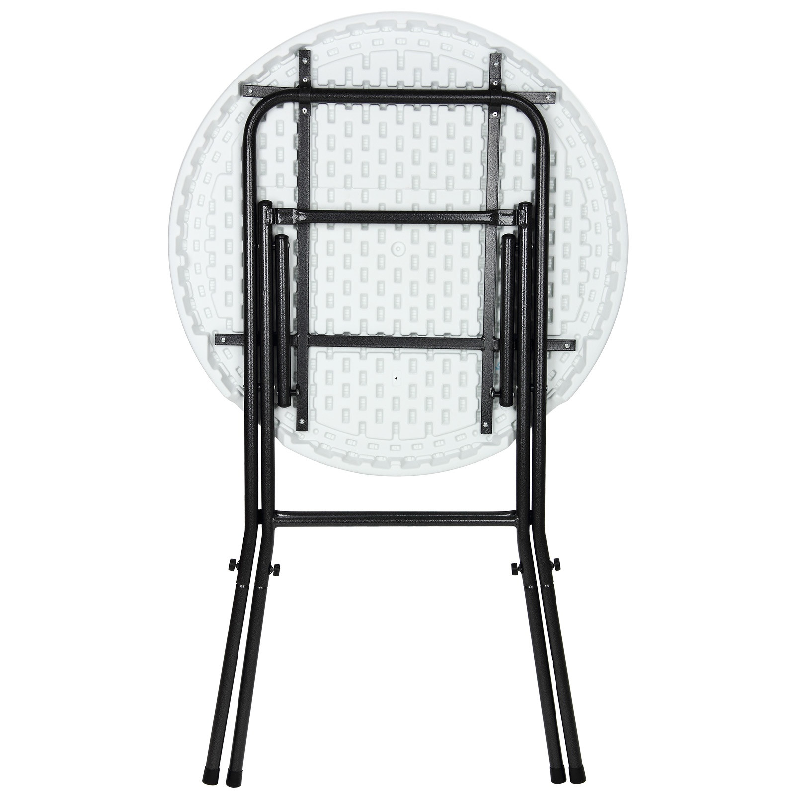 Foldable Bar Table, White, 110x75 cm, Metal Frame