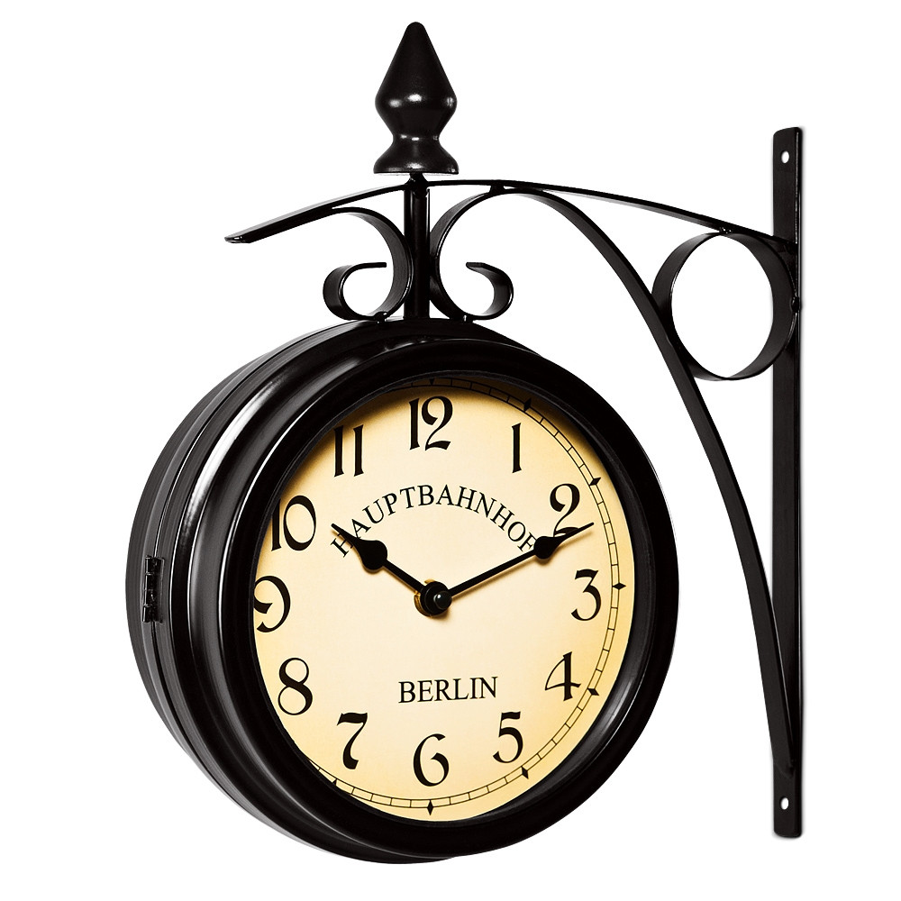 Train station Wall clock - Black - Vintage design