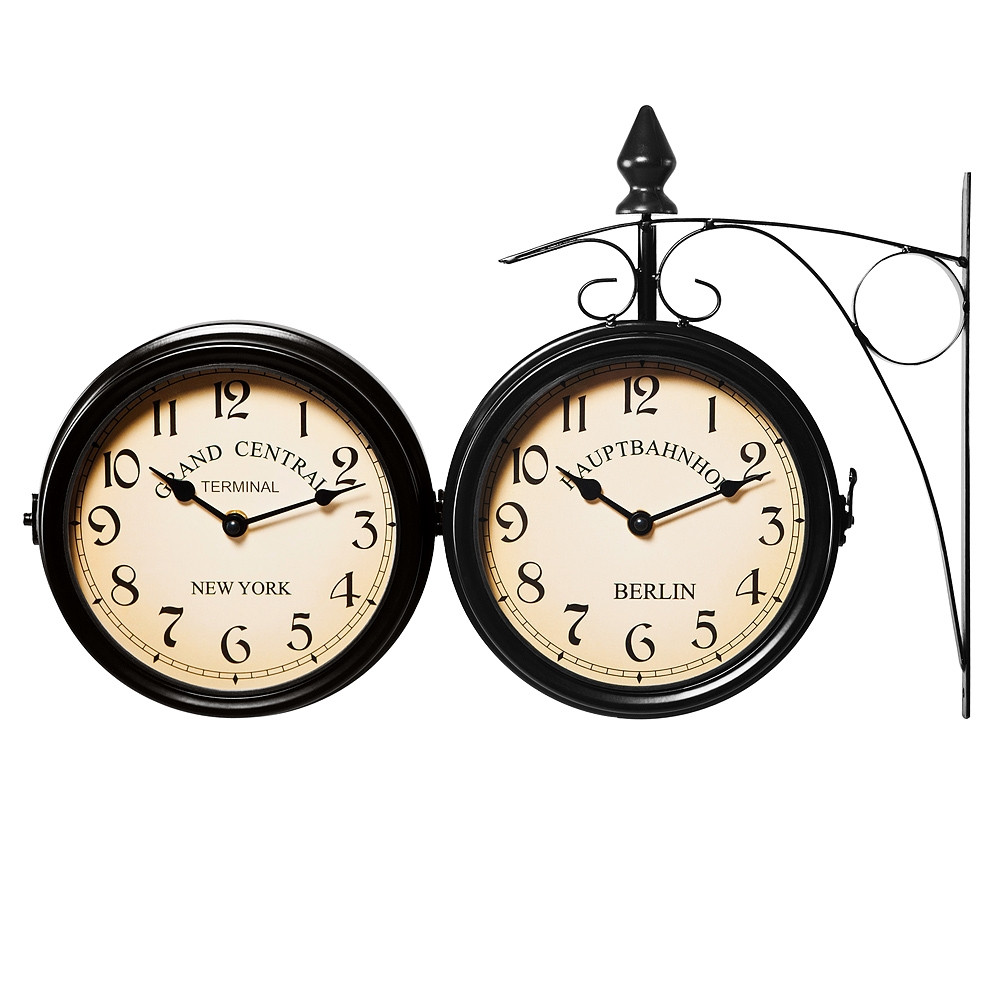 Train station Wall clock - Black - Vintage design
