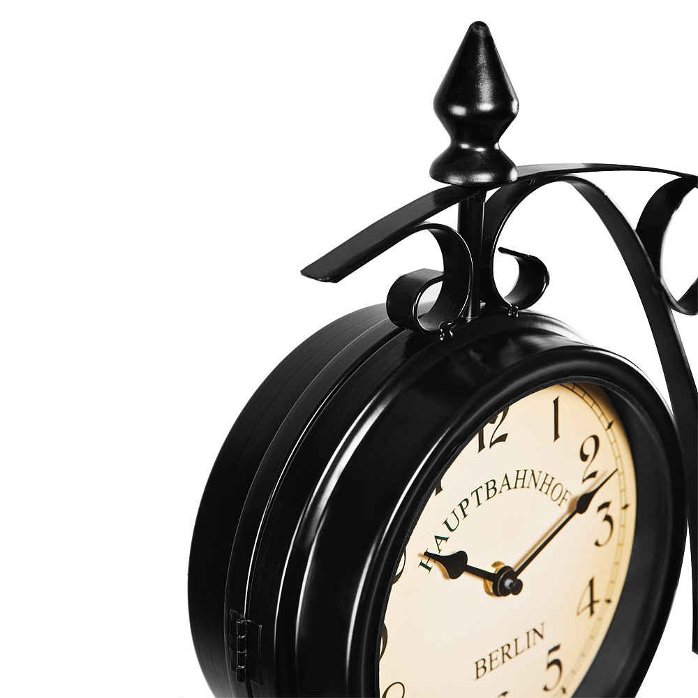 Train station Wall clock - Black - Vintage design