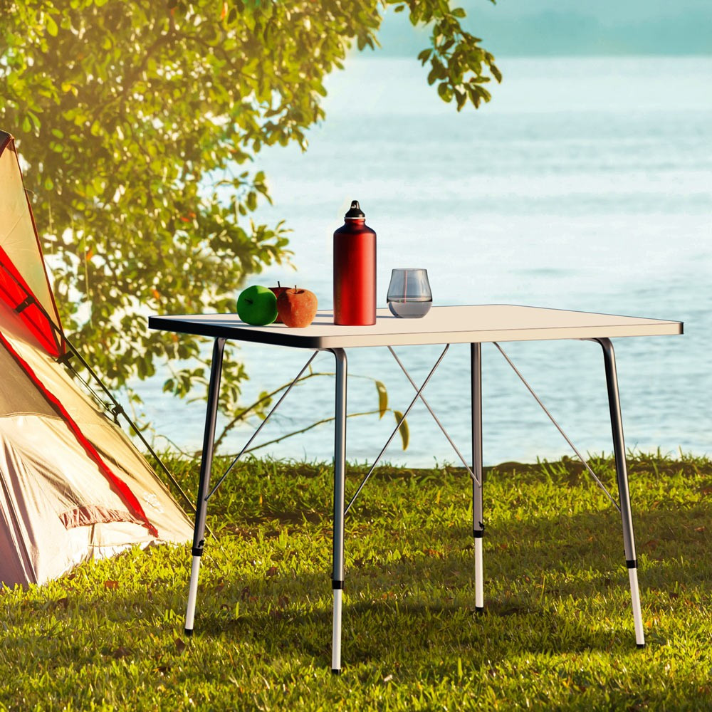 Height-Adjustable Folding Camping Table, Aluminium, 80x60cm
