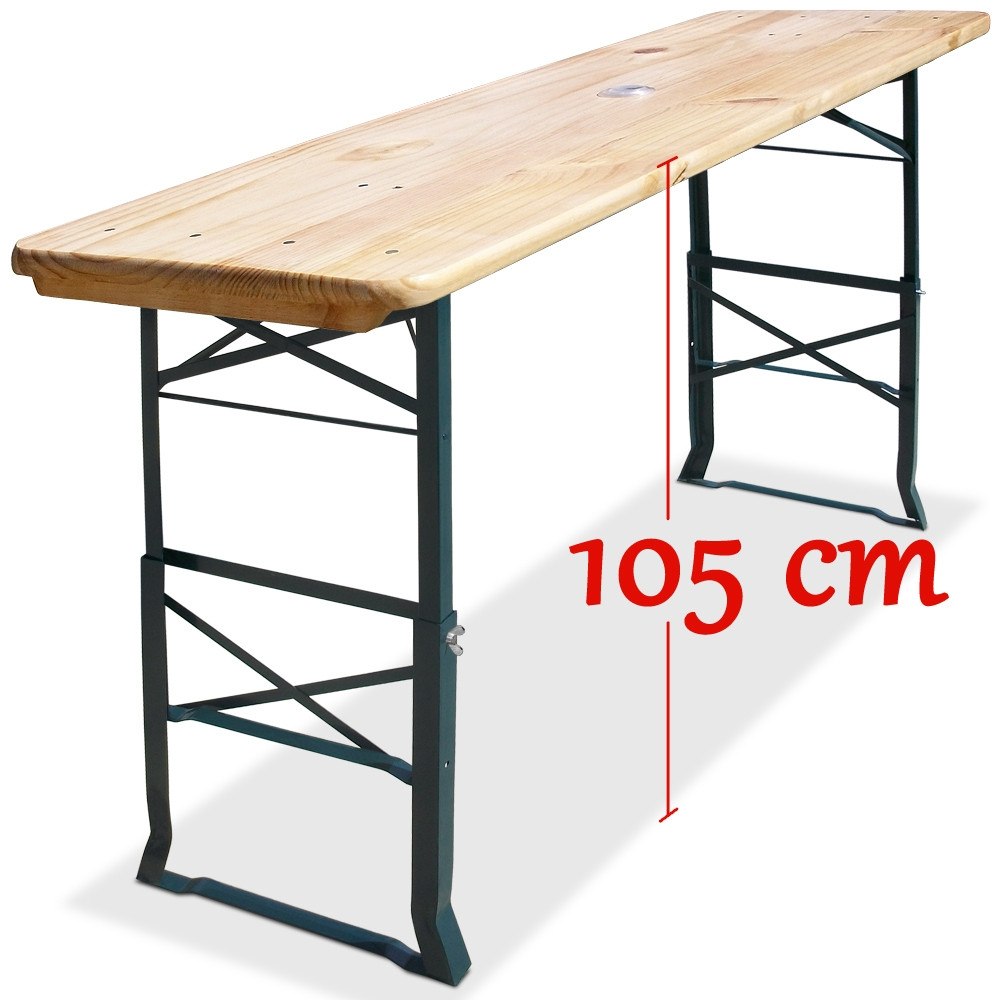 Height-Adjustable Folding Table with Umbrella Hole