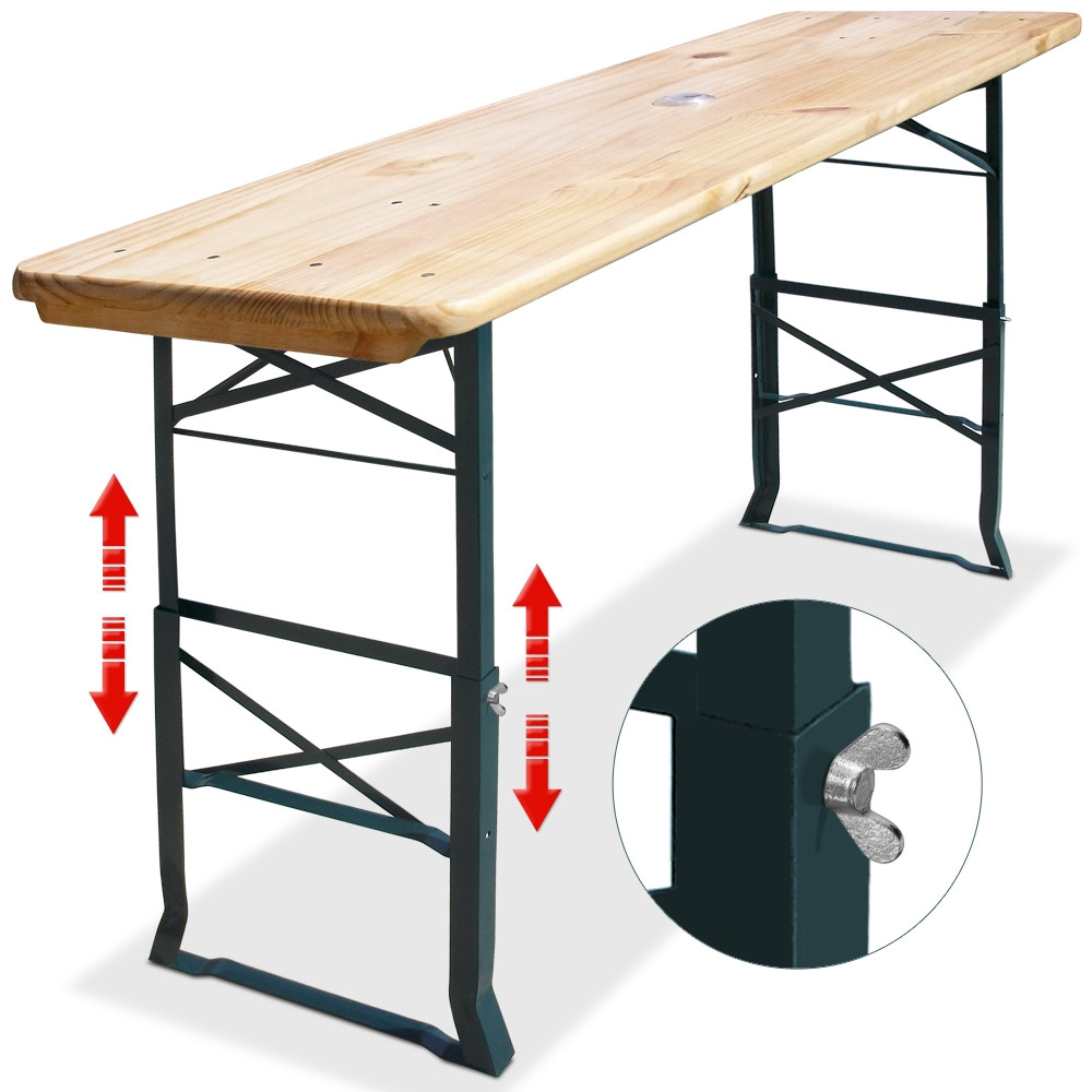 Height-Adjustable Folding Table with Umbrella Hole