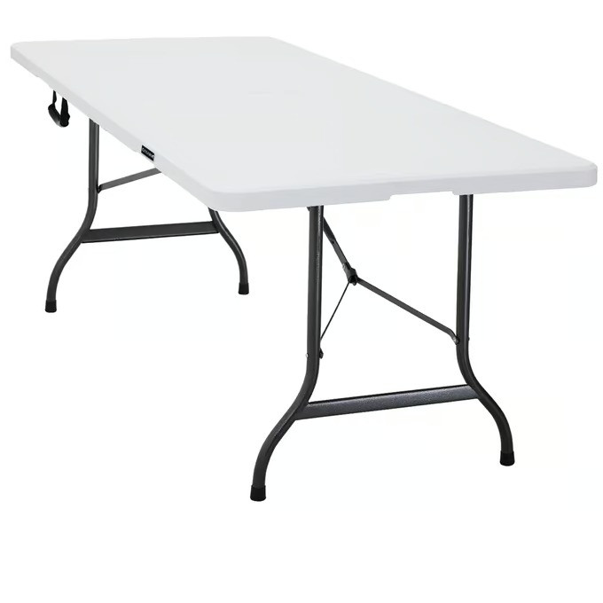 Folding Table with Handle, White, 6ft, Easy Storage