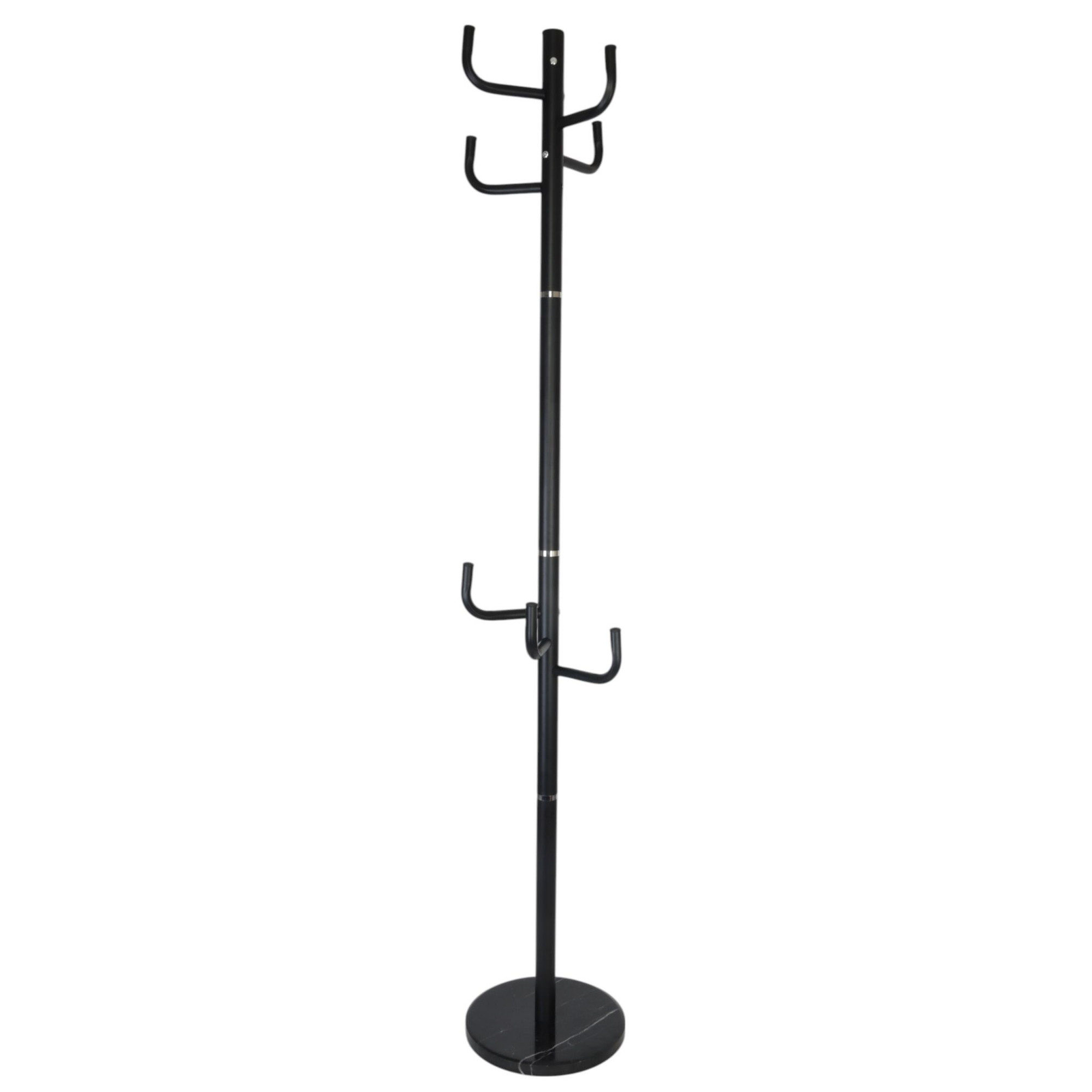 Coat Rack with 8 Hooks, Iron Frame, Marble Base