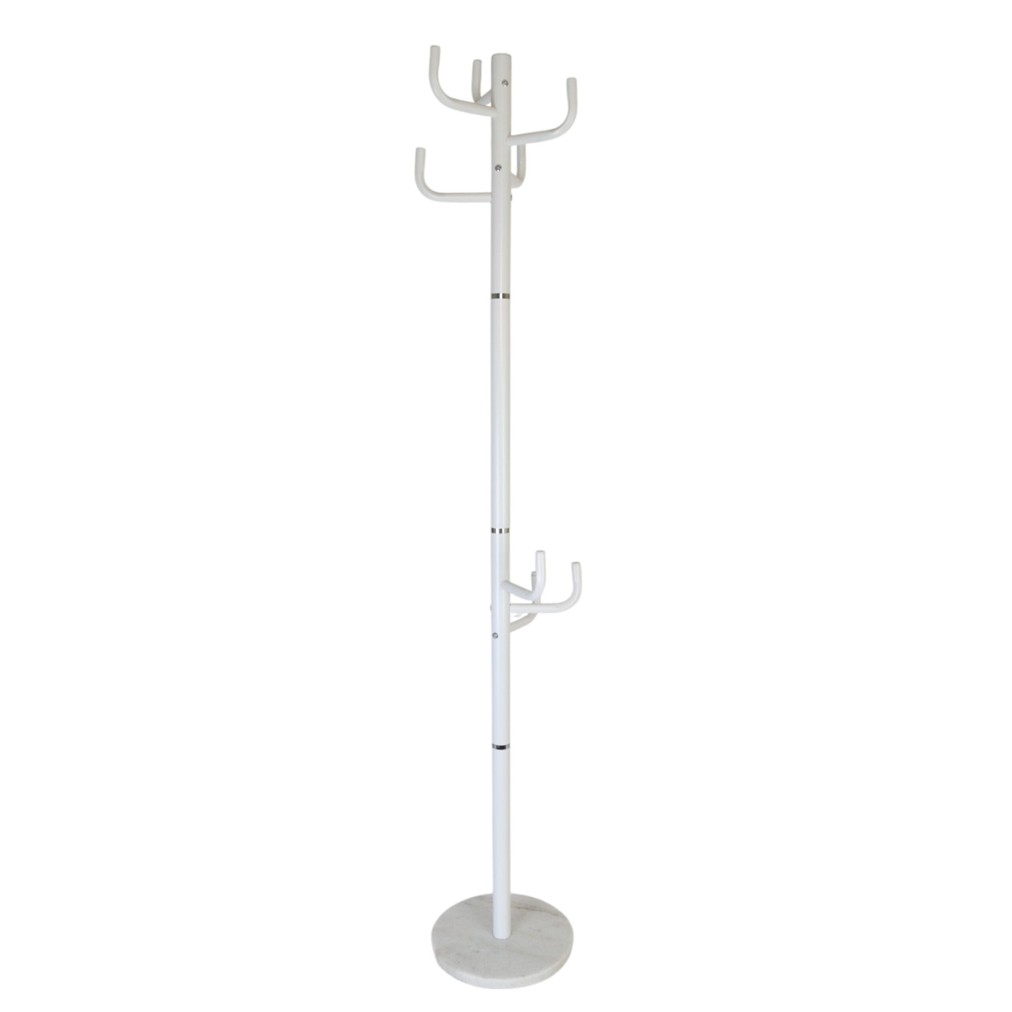 Coat Rack with 8 Hooks, Iron Frame, Marble Base