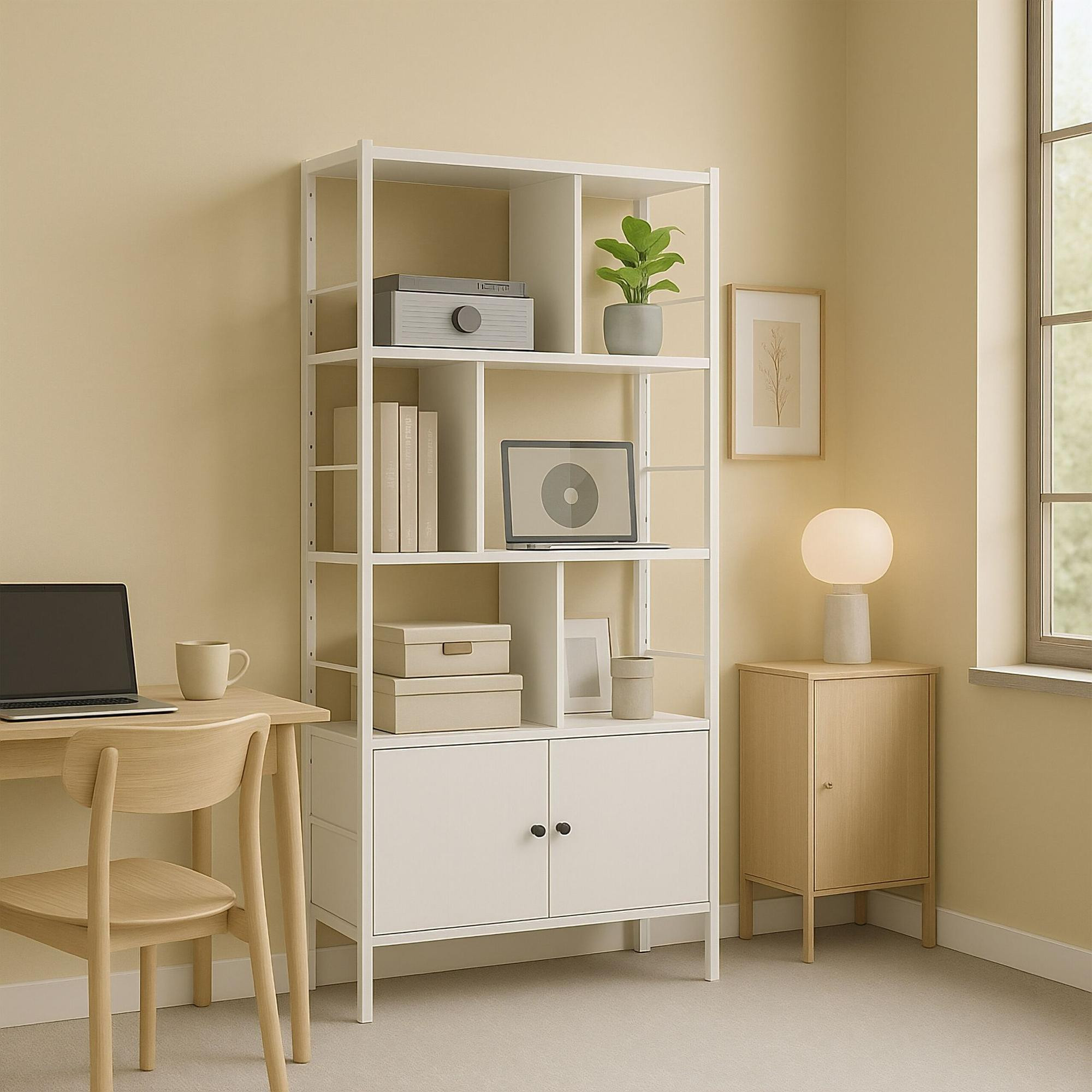 Libreria con contenitore – 3 ripiani, mobile base