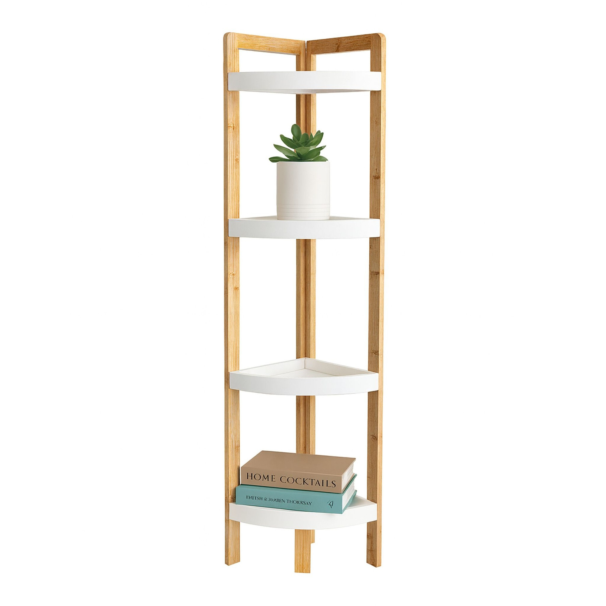 Bamboo Corner Shelf with Racks – Space-Saving Design