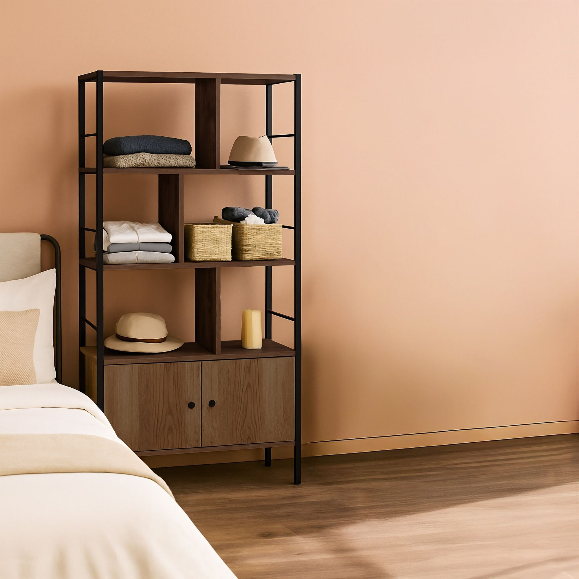 Libreria con contenitore – 3 ripiani, mobile base