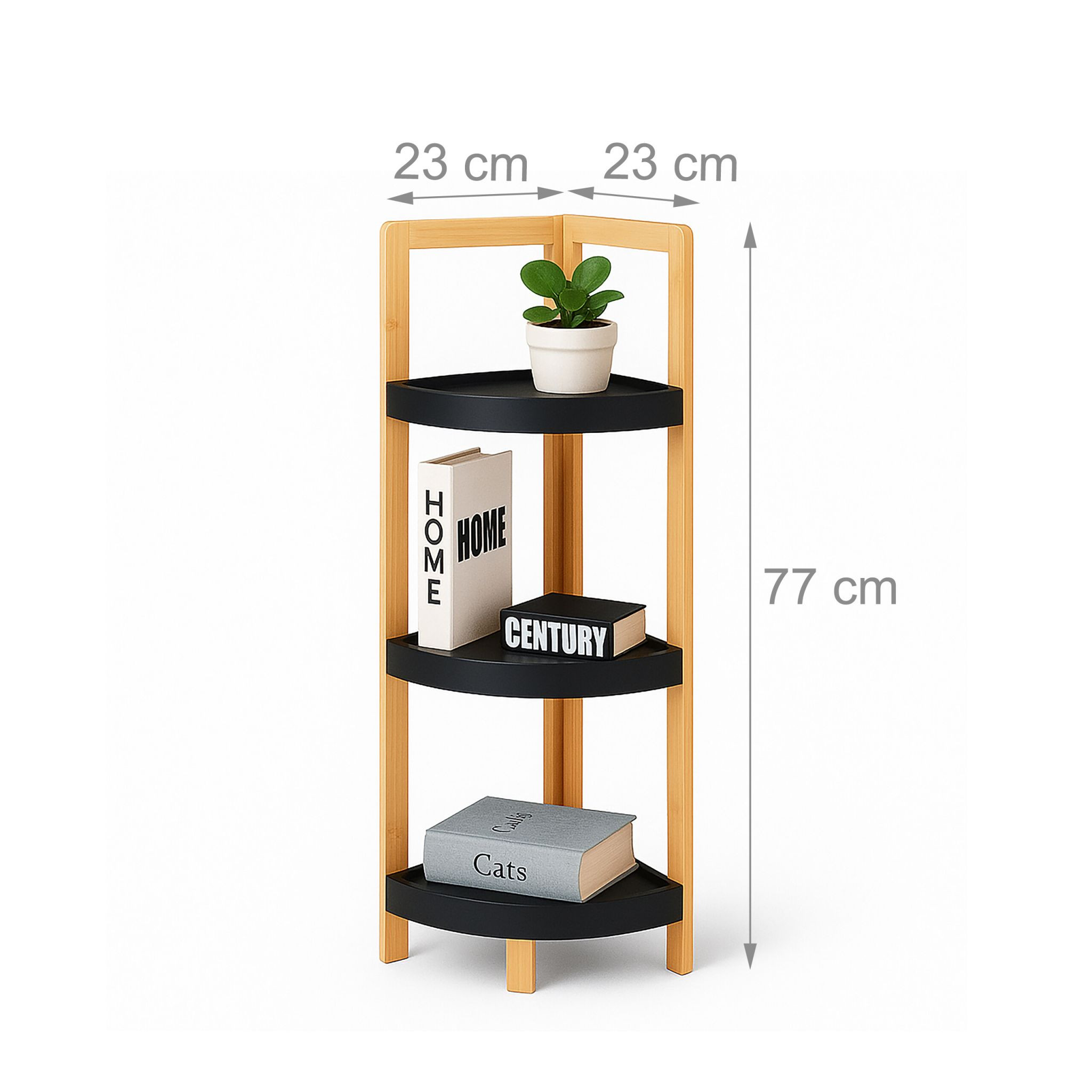Bamboo Corner Shelf with Racks, Space-Saving Design