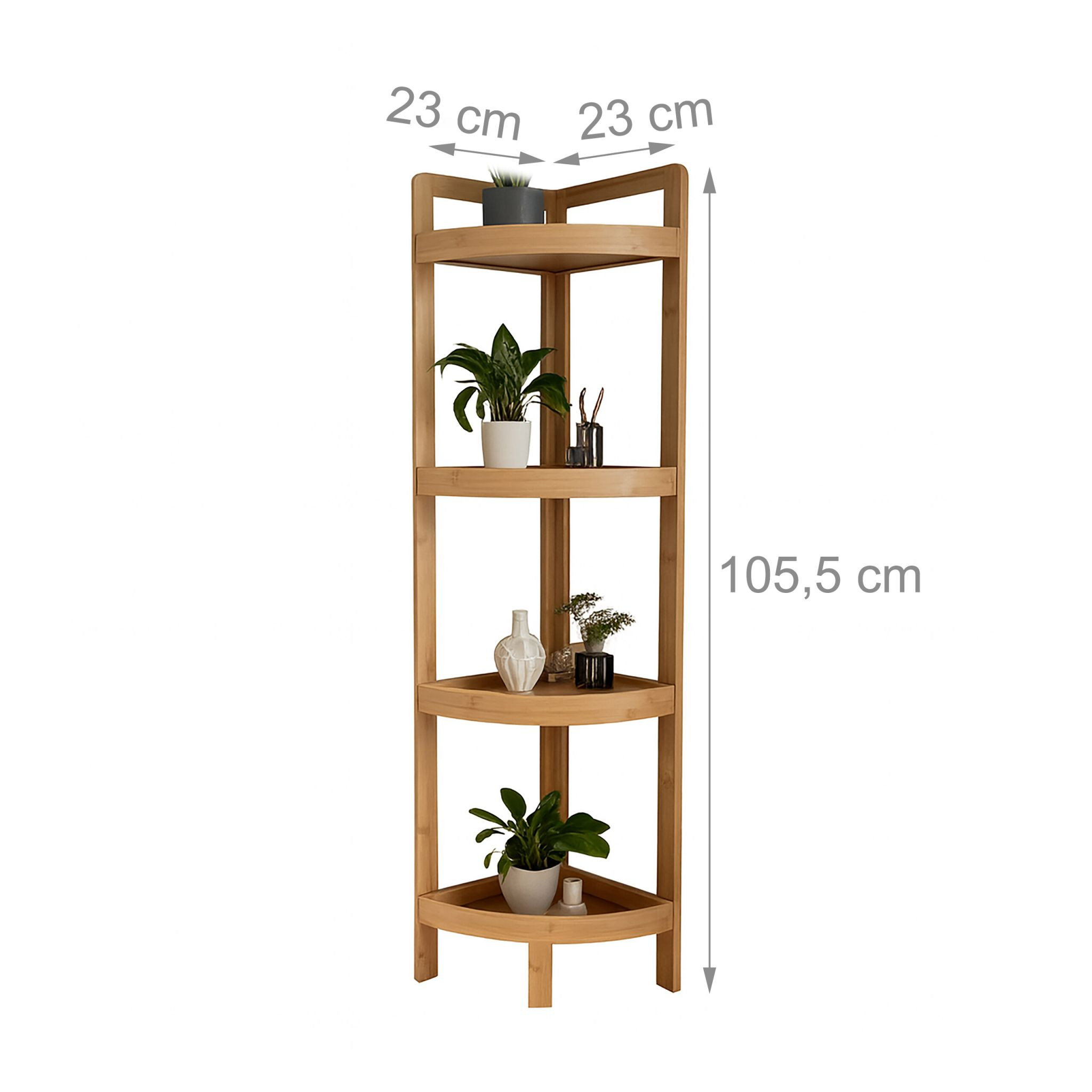 Bamboo Corner Shelf with Racks for Space-Saving Storage
