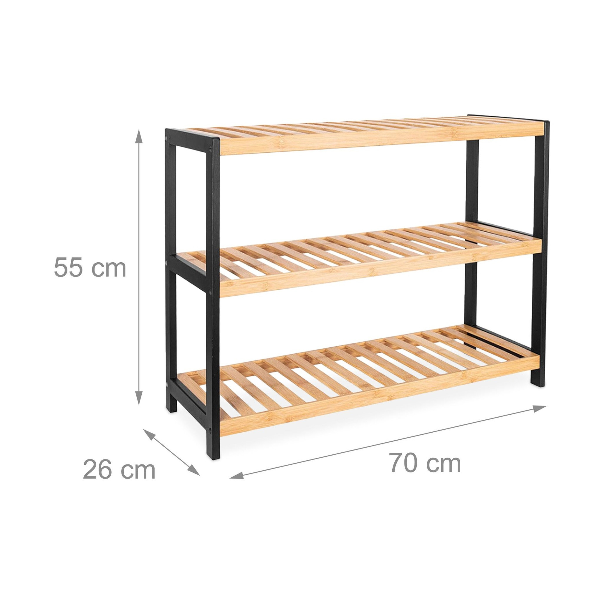 Sapateira de bambu, compacta, comporta 9 pares.