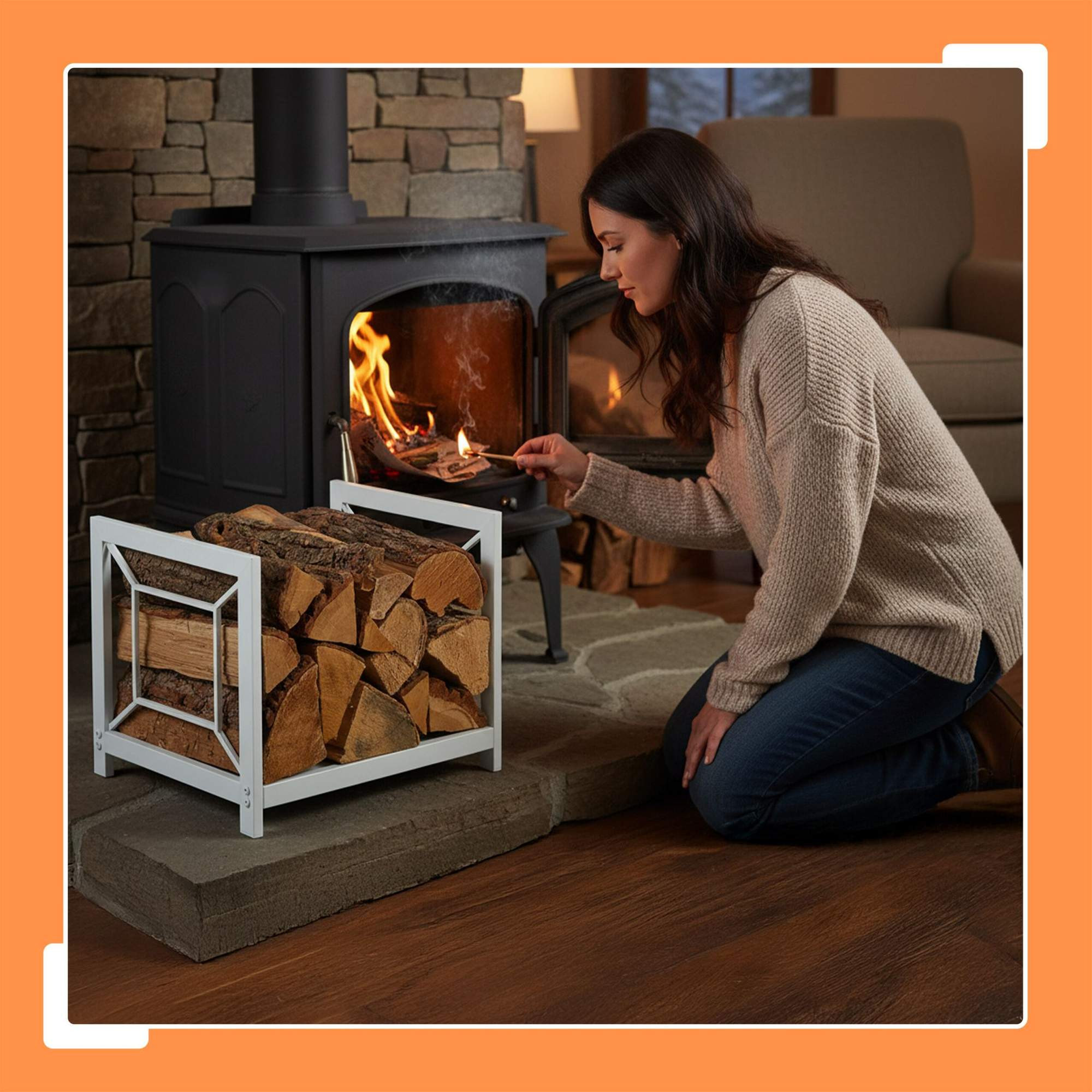 Porte-bûches, en fer durable, design compact