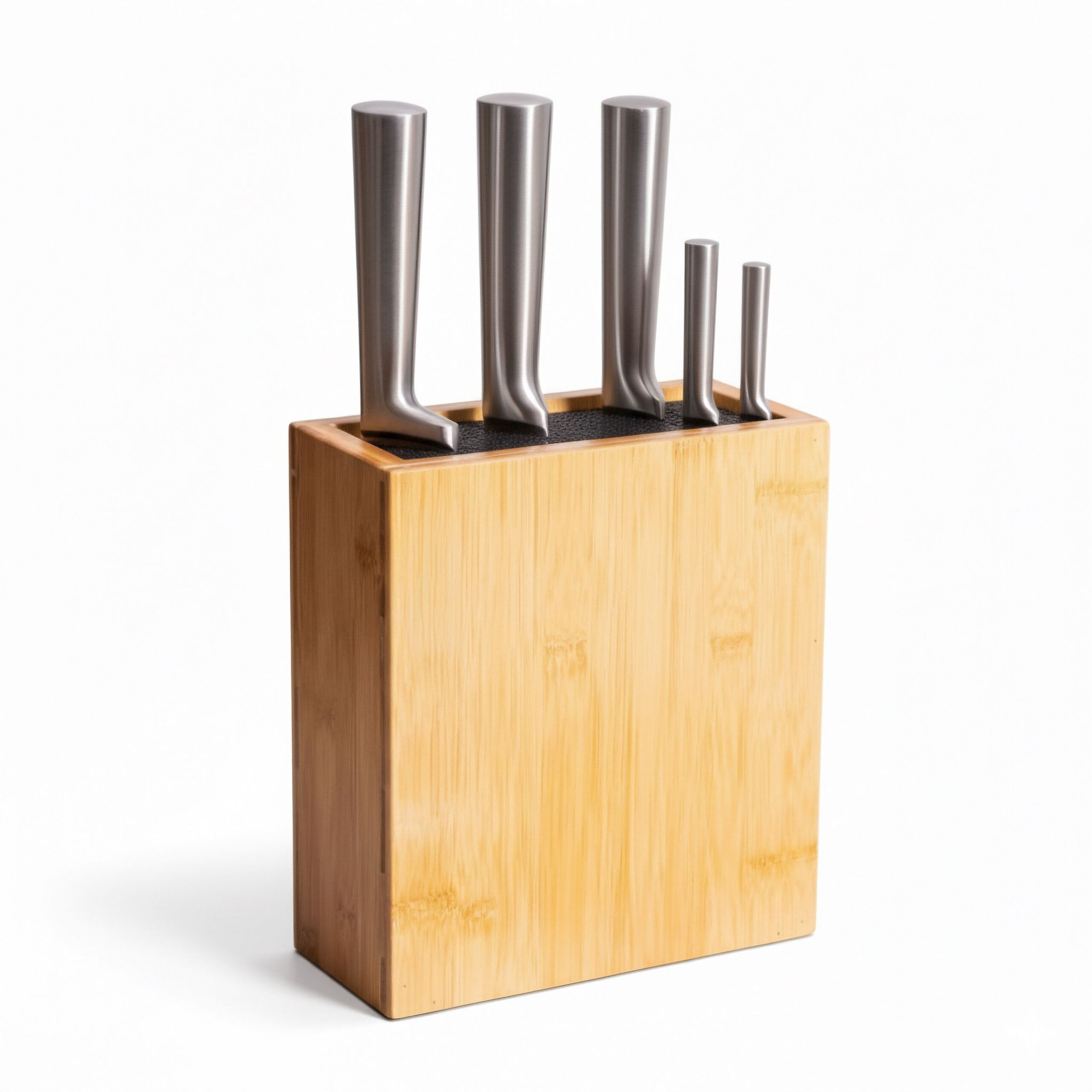 Bloco de facas de bambu com inserção de cerdas flexíveis