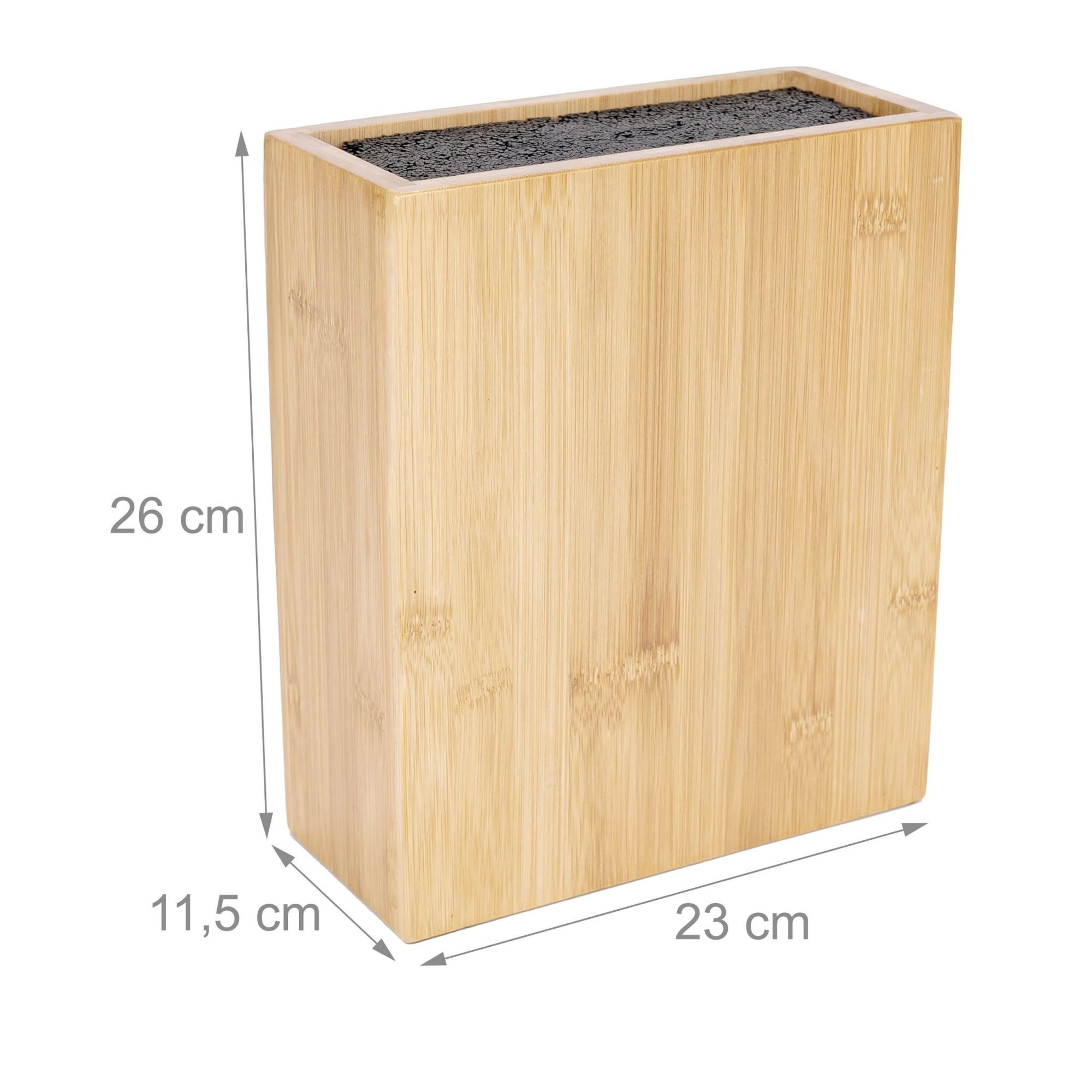 Bloco de facas de bambu com inserção de cerdas flexíveis