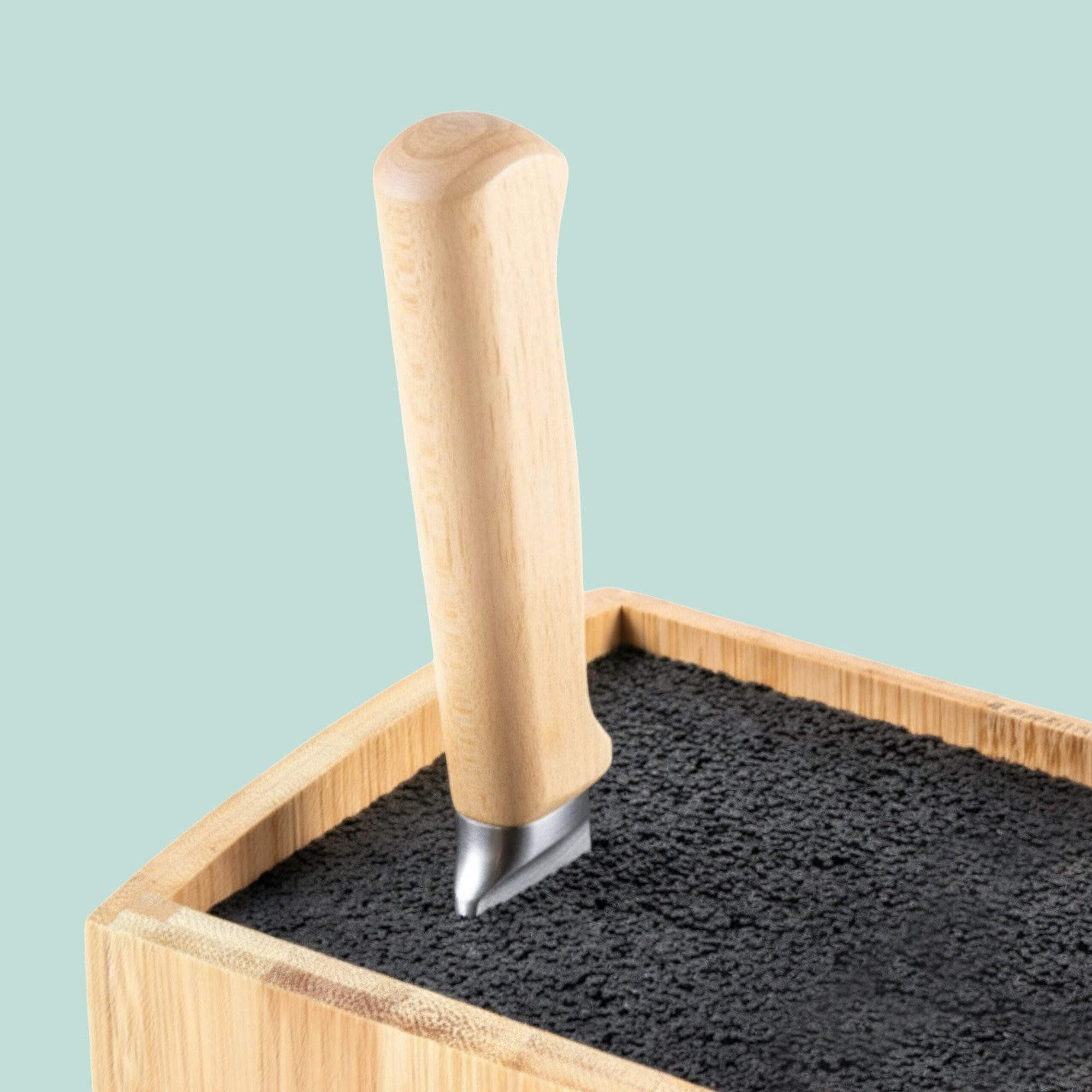Bloco de facas de bambu com inserção de cerdas flexíveis