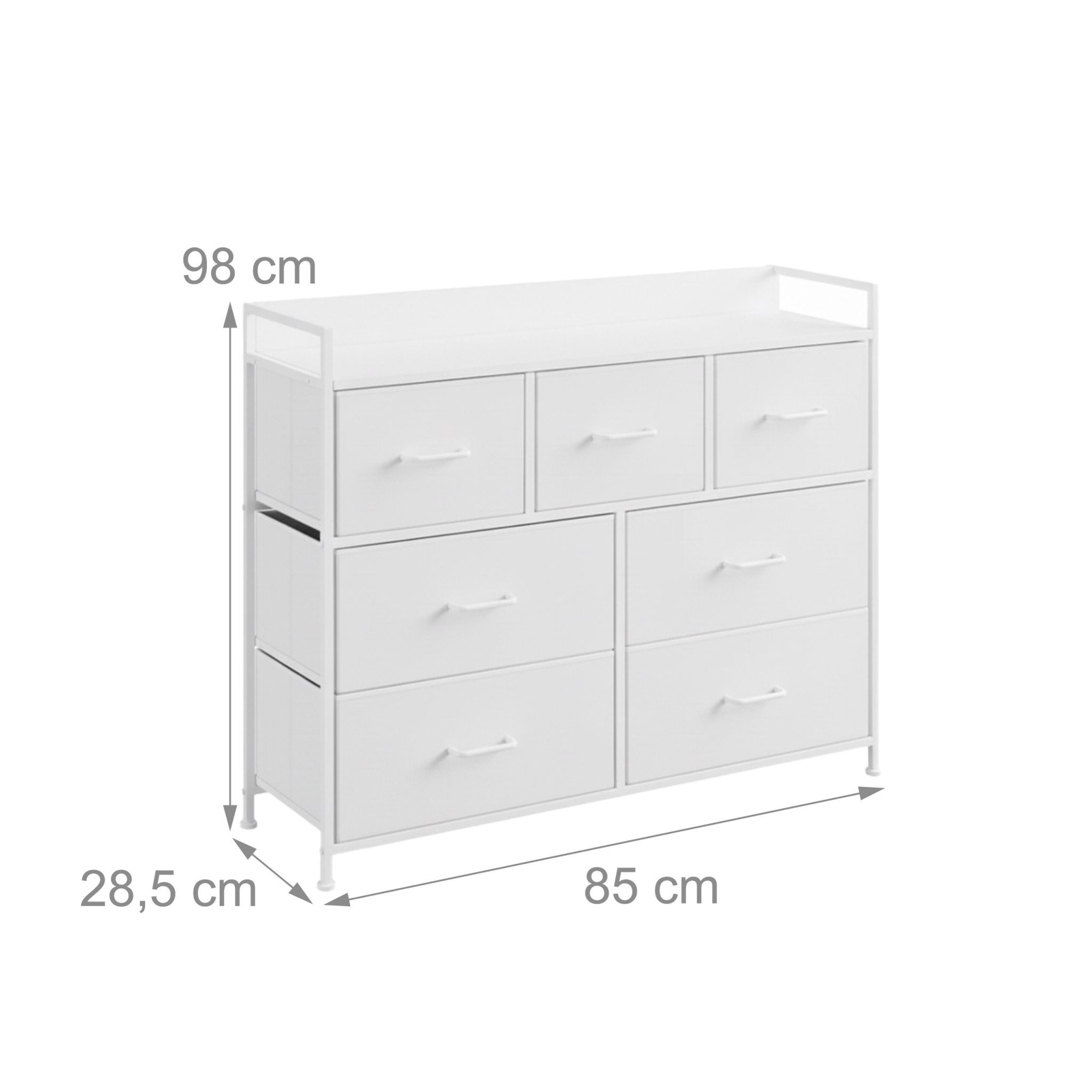 Kommode, 7 Stoffboxen, Metall & MDF