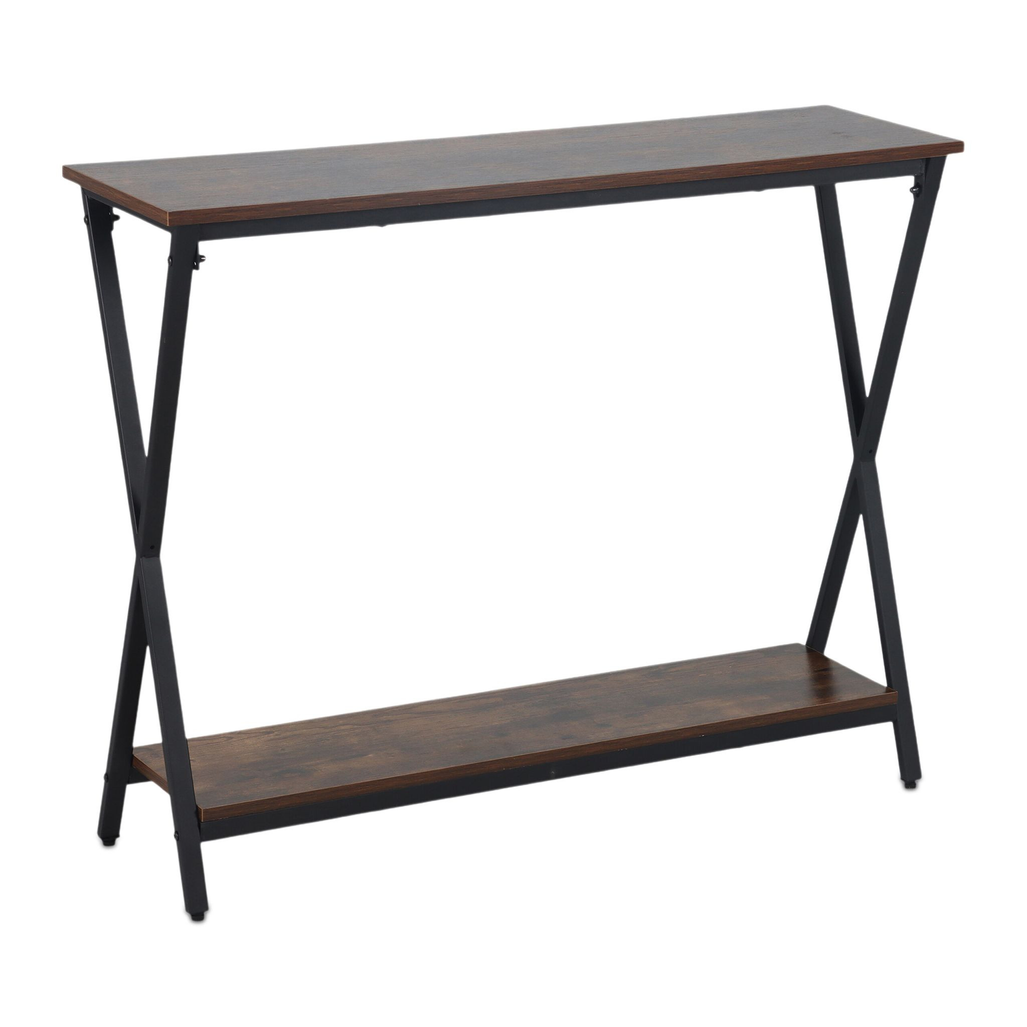 Industrial Console Table, 2-Tier, Metal Frame