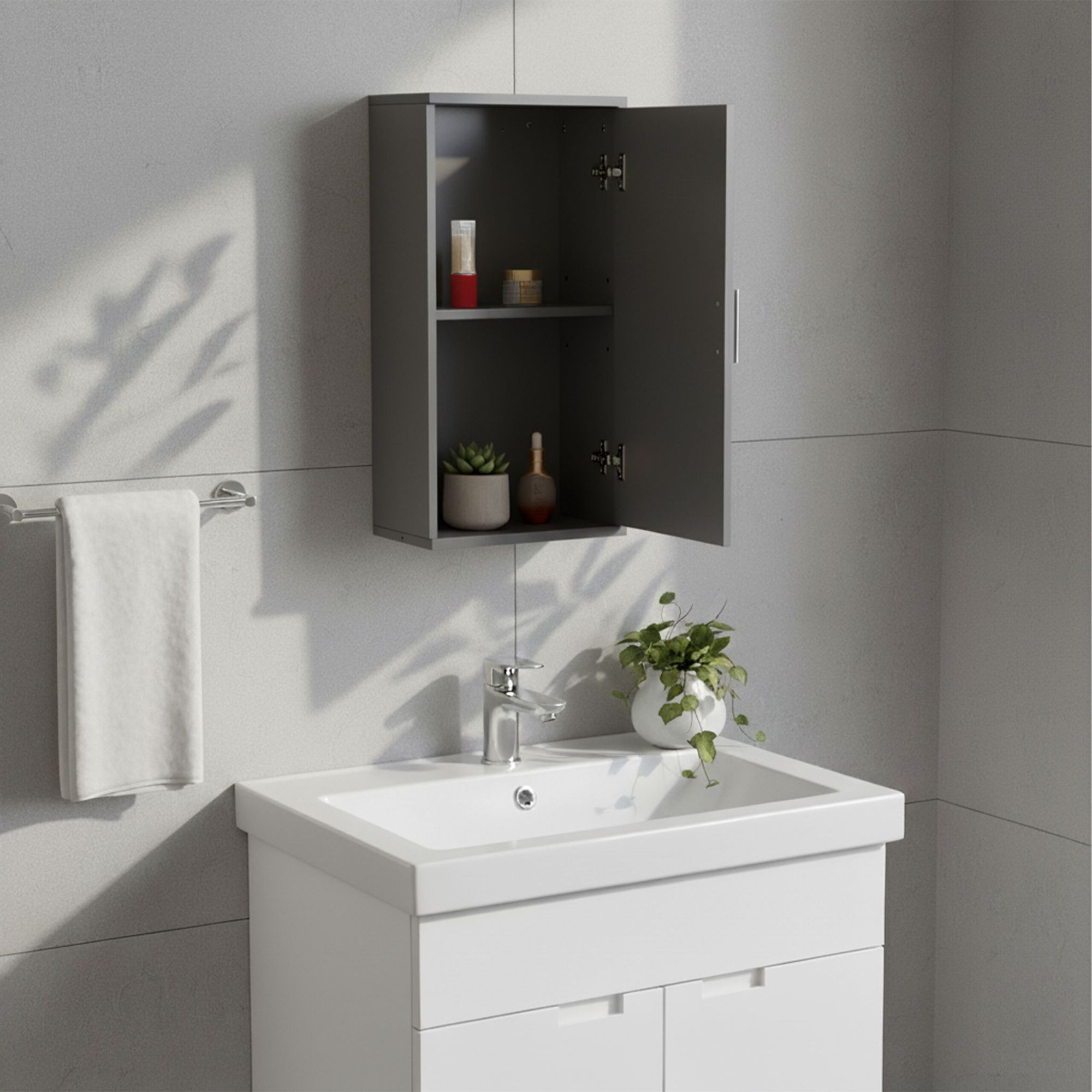Bathroom Wall Cabinet, Adjustable Shelves, Space-Saving