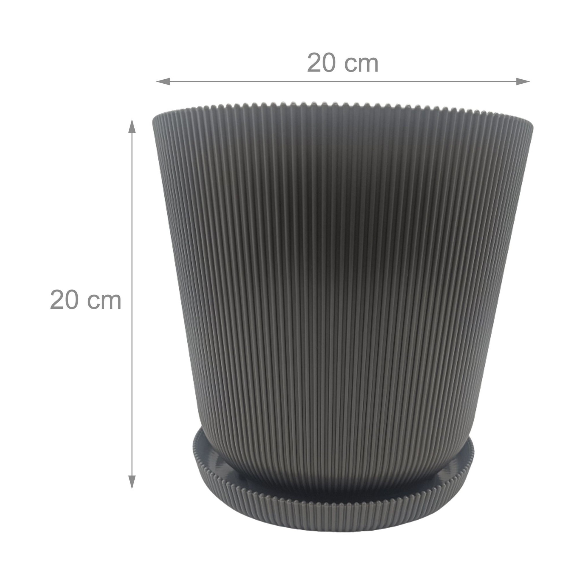 Fioriere con sottovasi, set da 2, plastica resistente