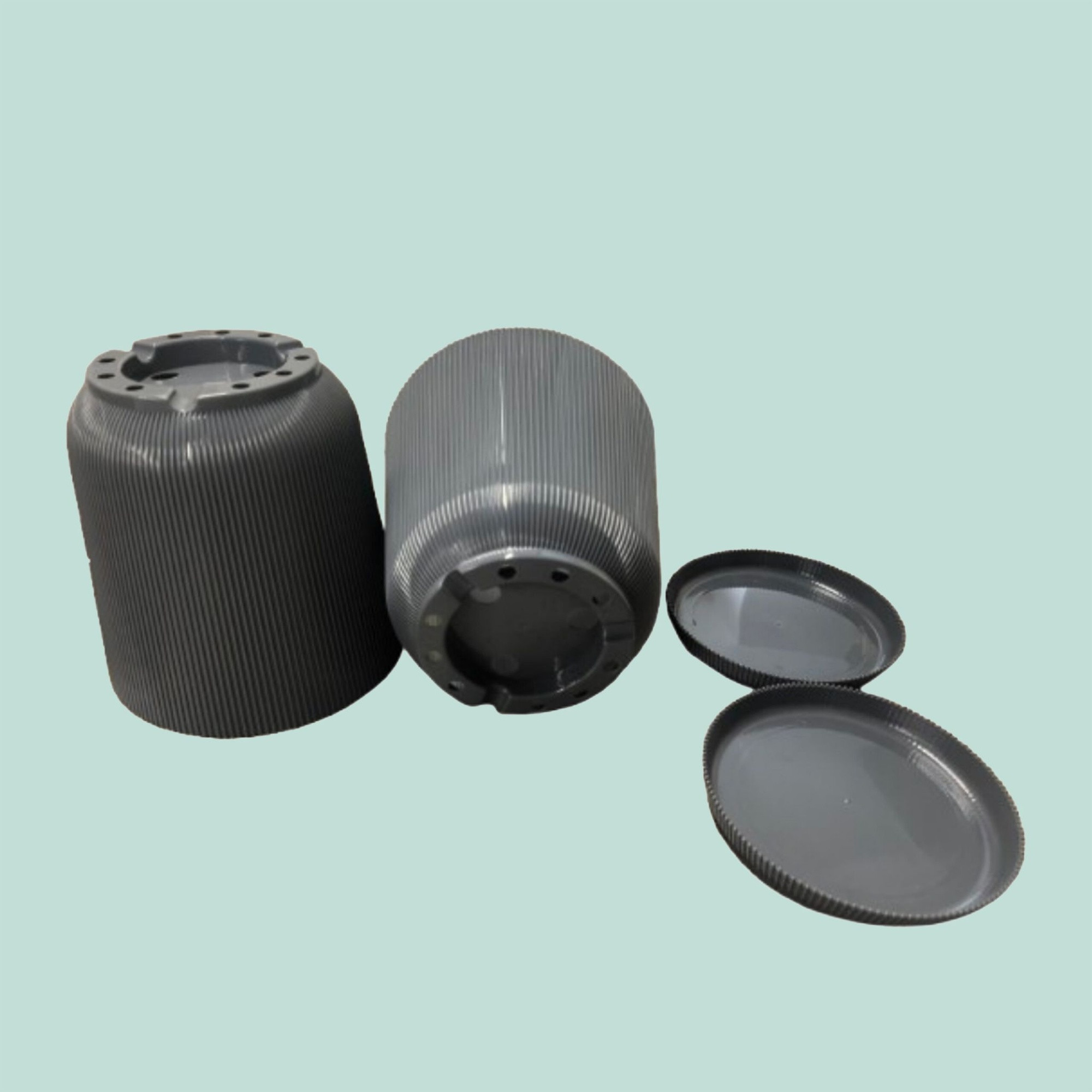 Fioriere con sottovasi, set da 2, plastica resistente