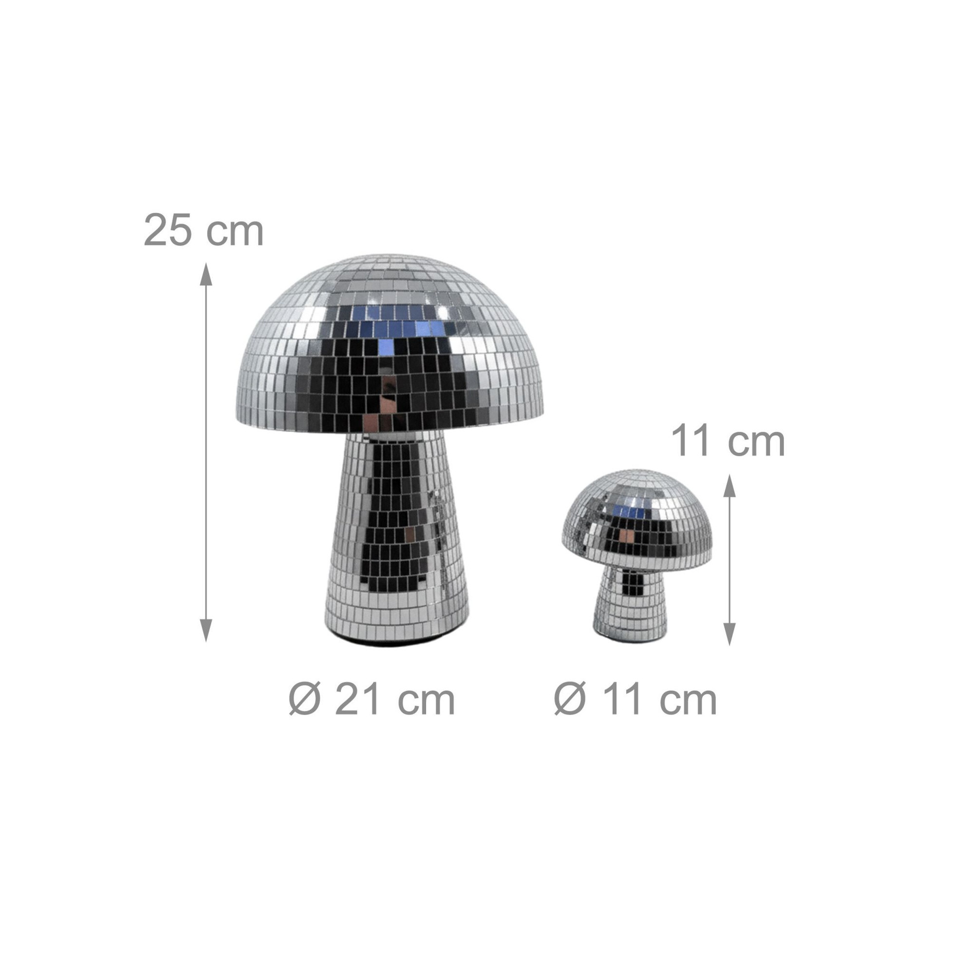 Décor champignons disco, finition argentée, lot de 2