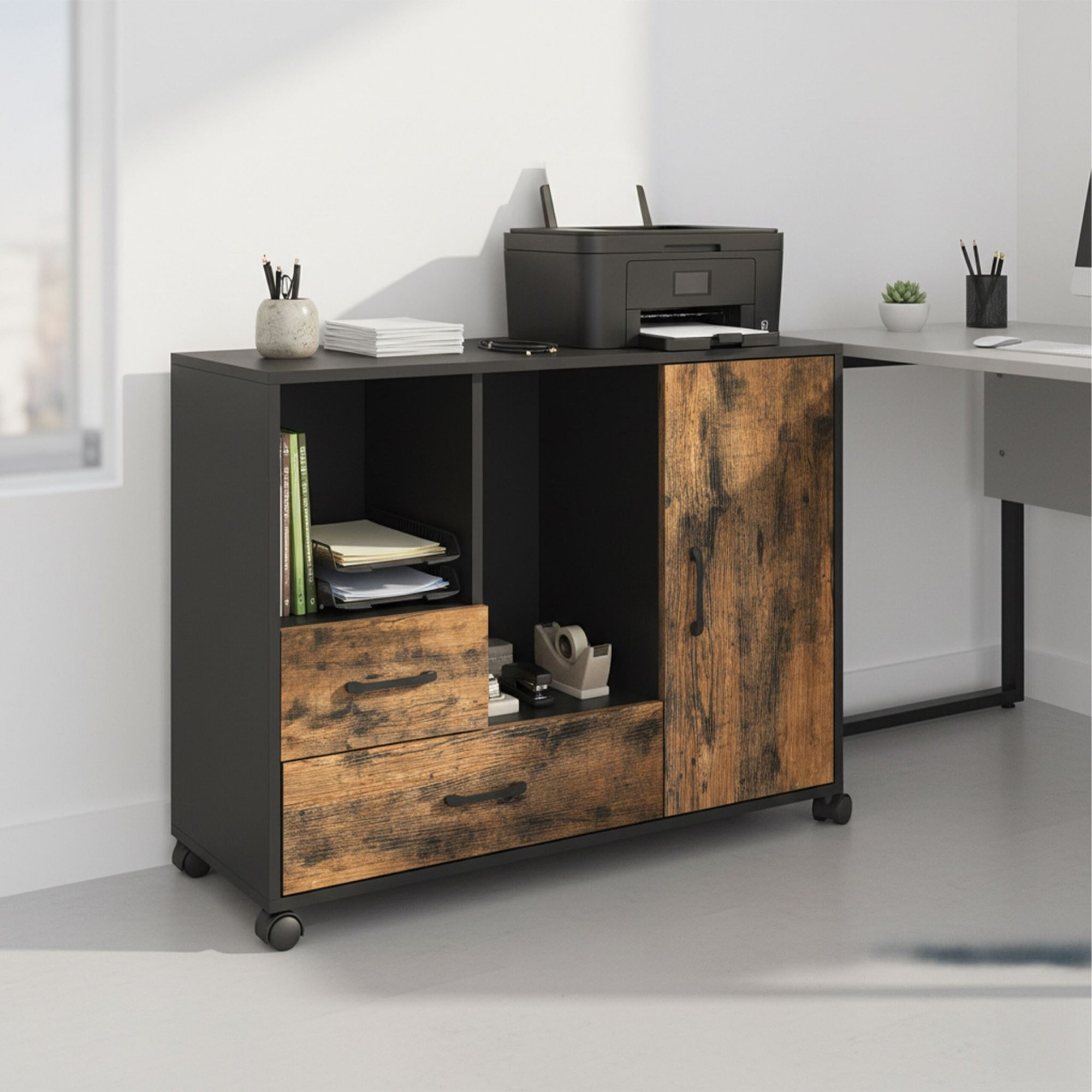 Mobiletto con 2 cassetti e 4 ripiani