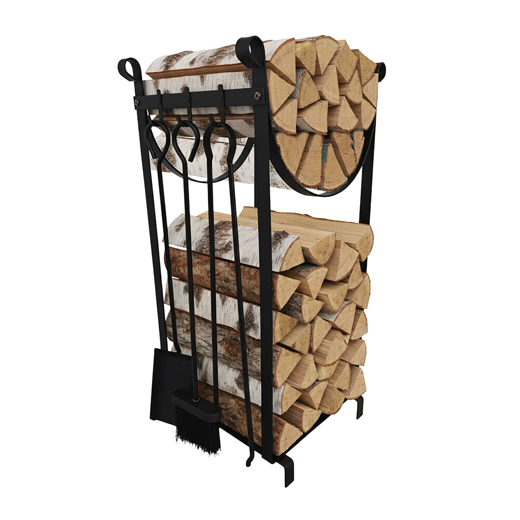 Range-bûches avec accessoires de cheminée – Solution de rangement i...