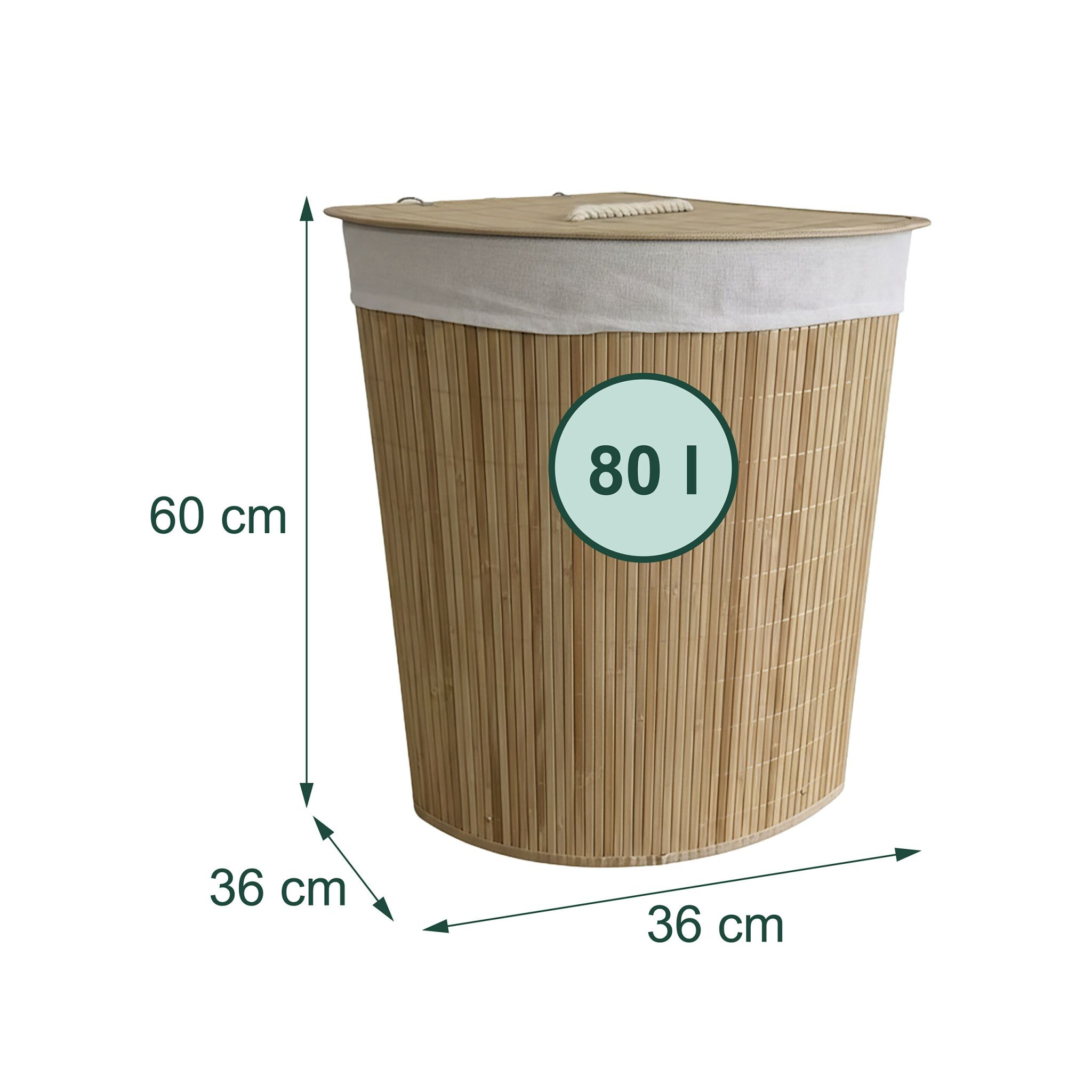 Foldable Bamboo Corner Laundry Bin with Lid