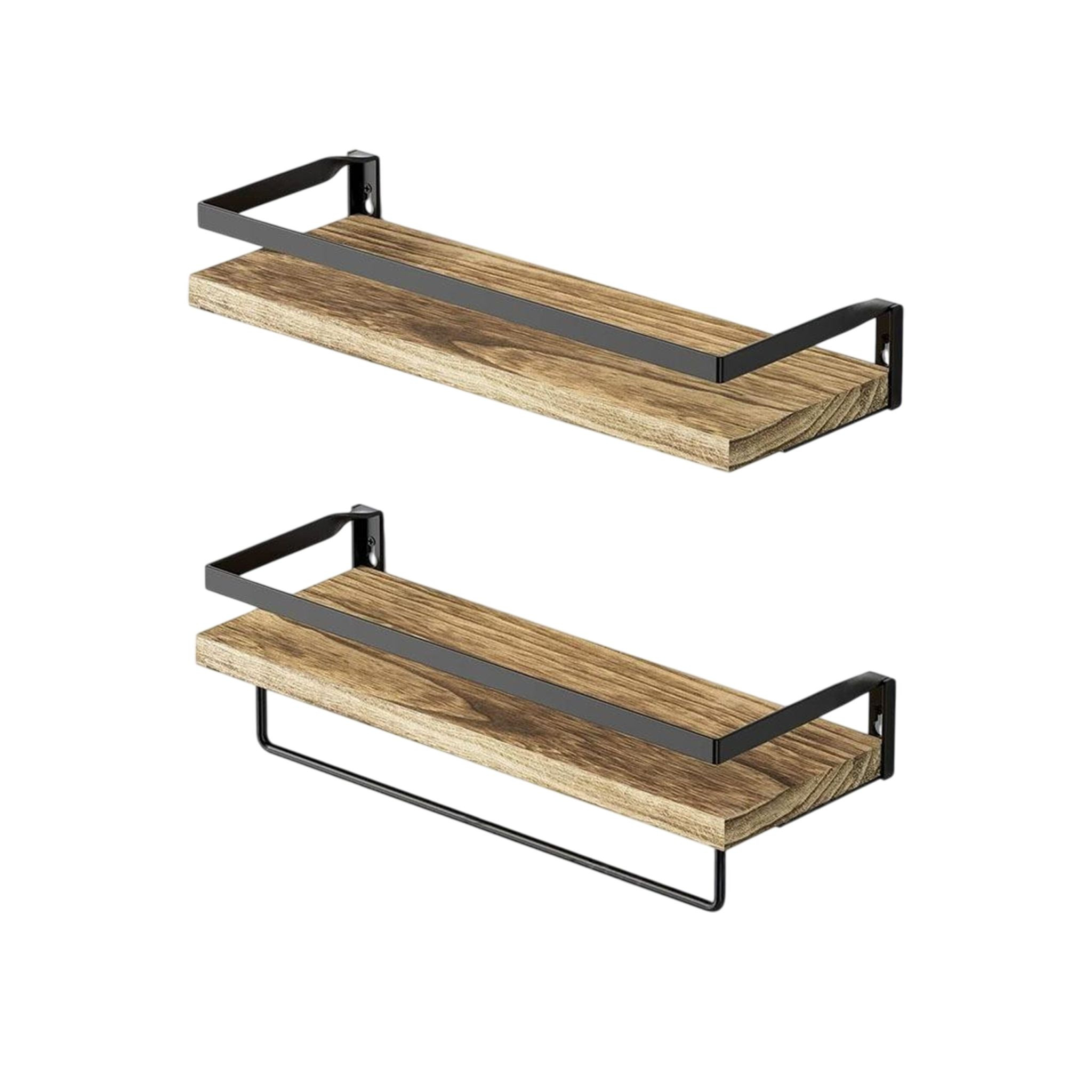 Mensole da parete, set da 2 pezzi, legno e ferro