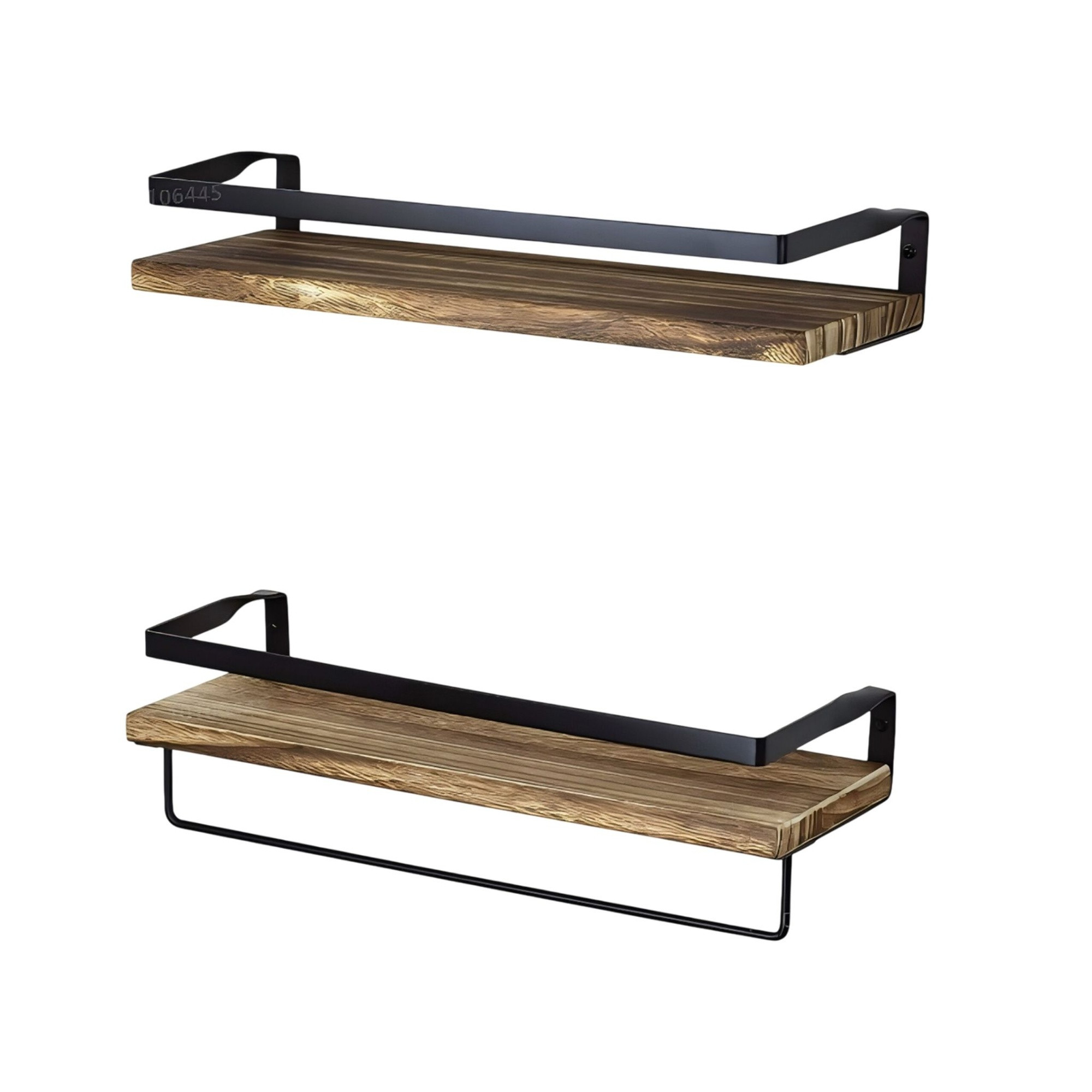 Mensole da parete, set da 2 pezzi, legno e ferro