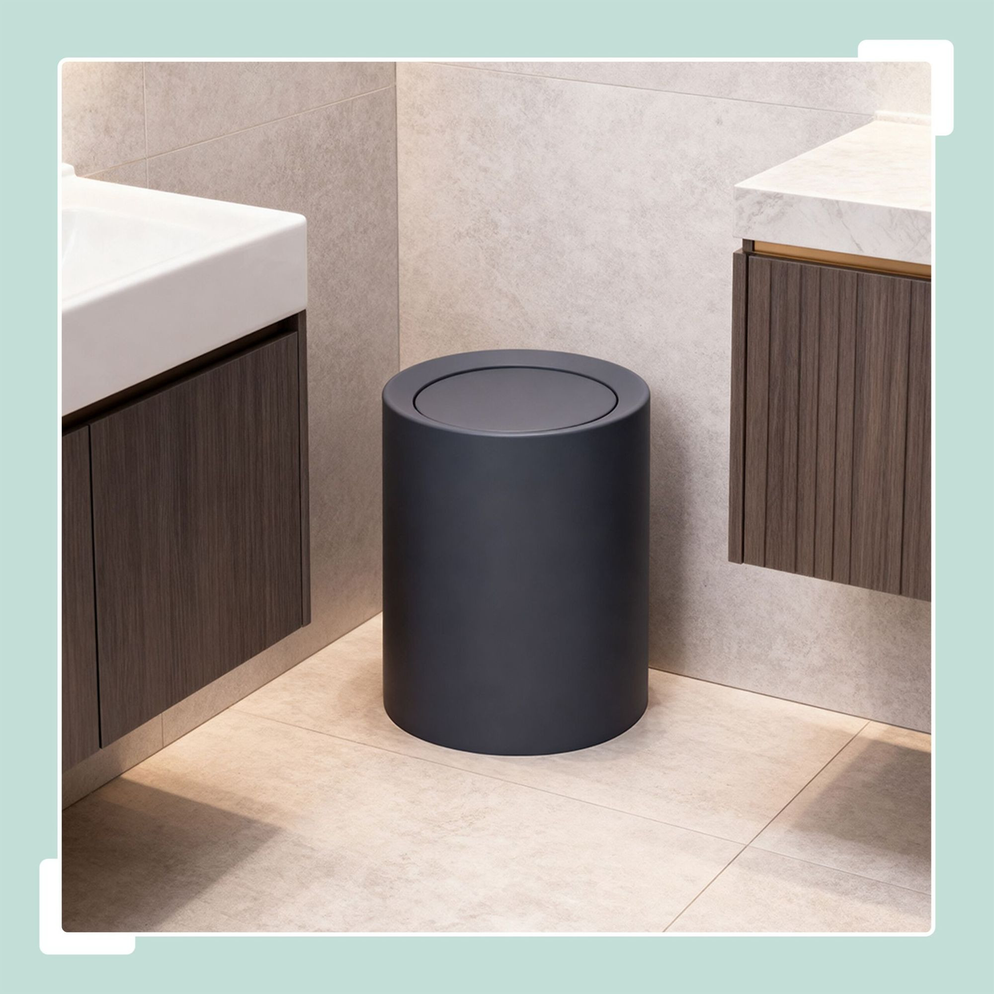 13L Swing-Lid Plastic Bin – Bathroom/Kitchen Use