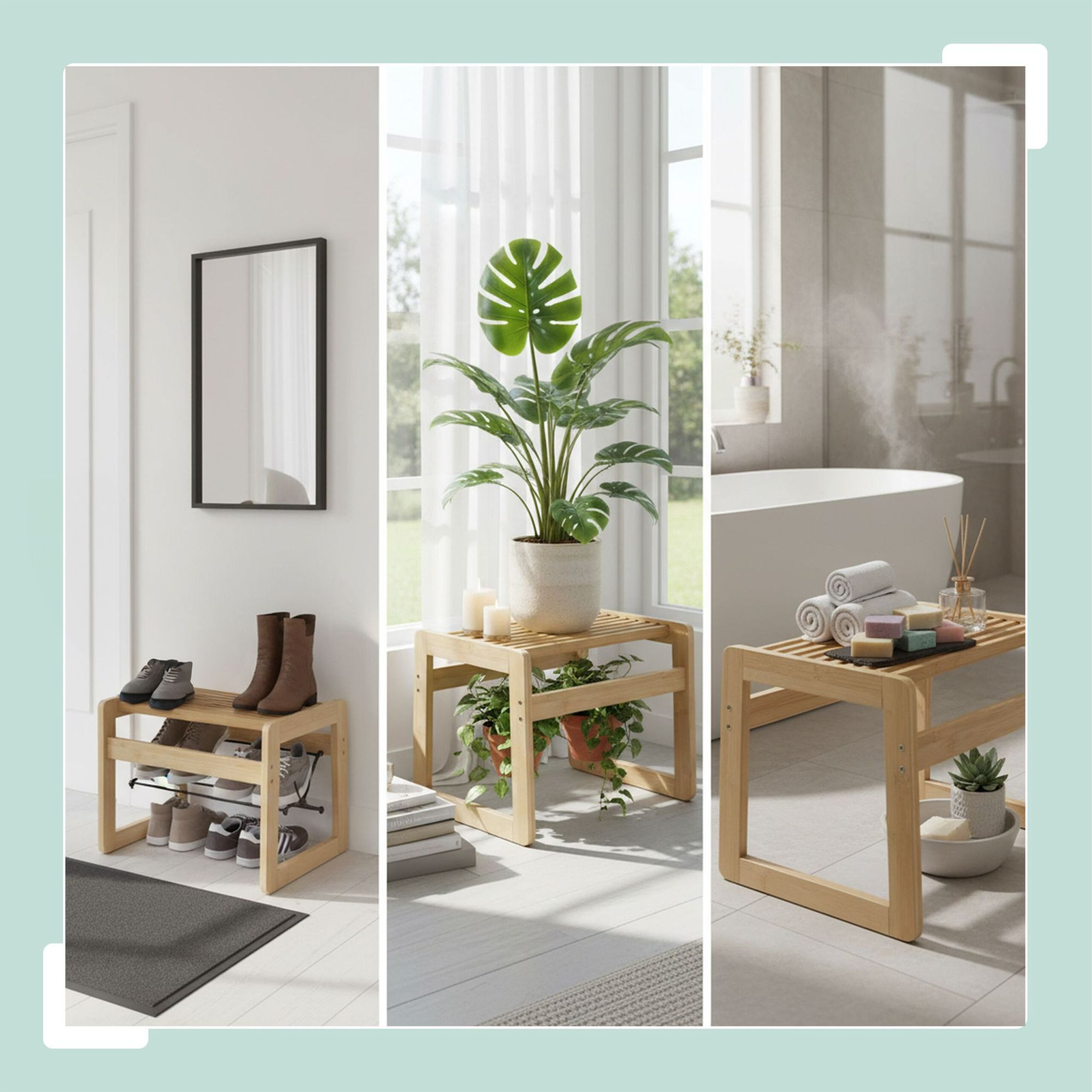 Bamboo Bathroom Stool – Seating & Storage Solution