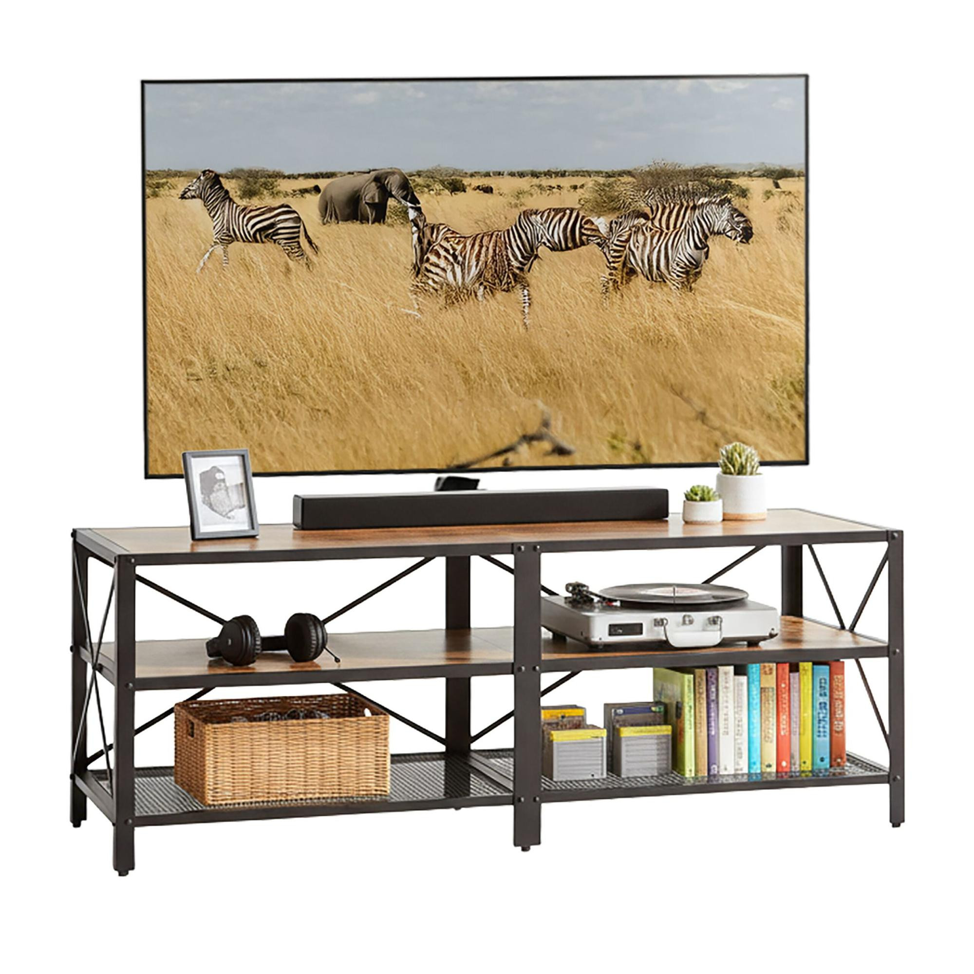 Meuble TV à 4 compartiments, style industriel