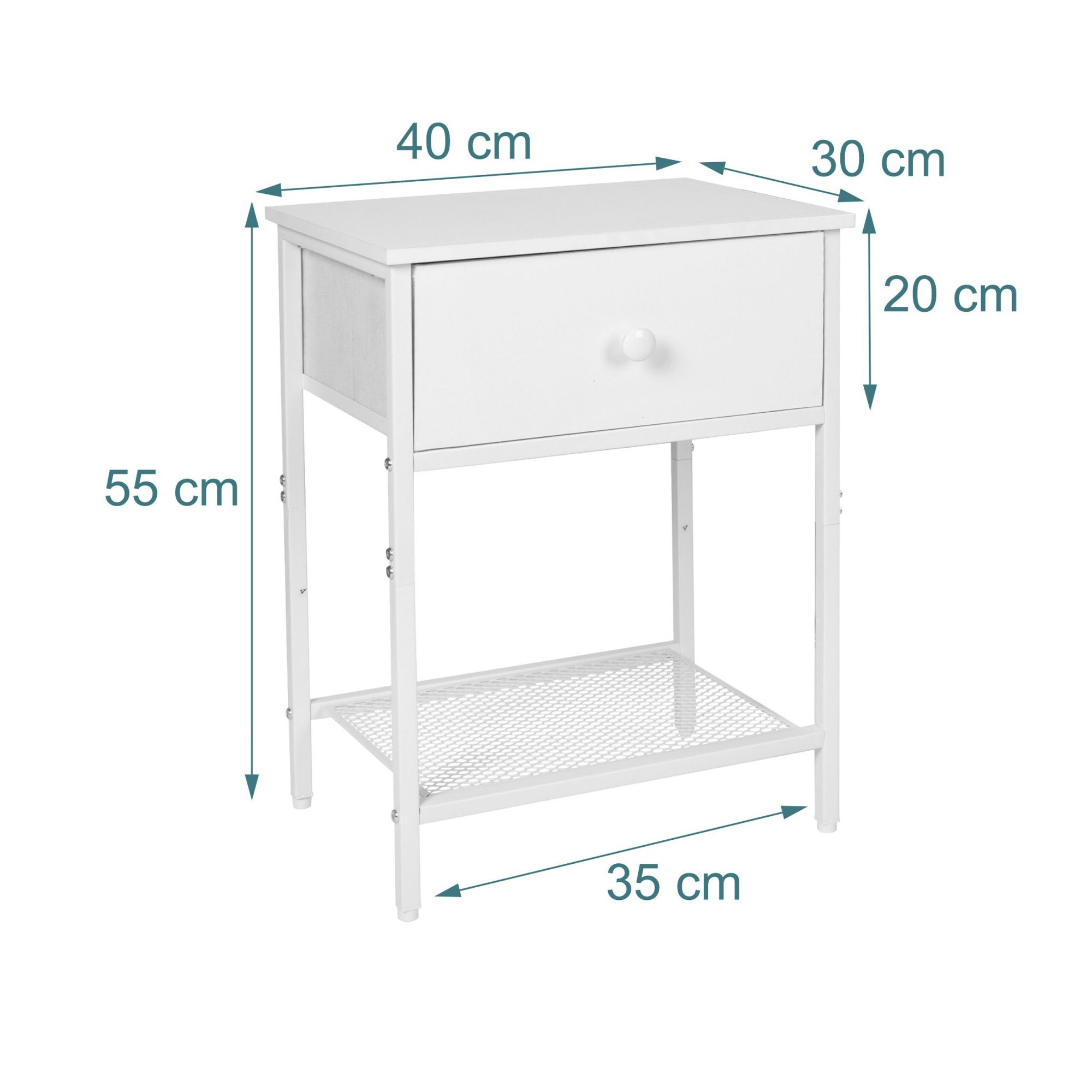 Set comodino, 2 pezzi con cassetto e ripiano