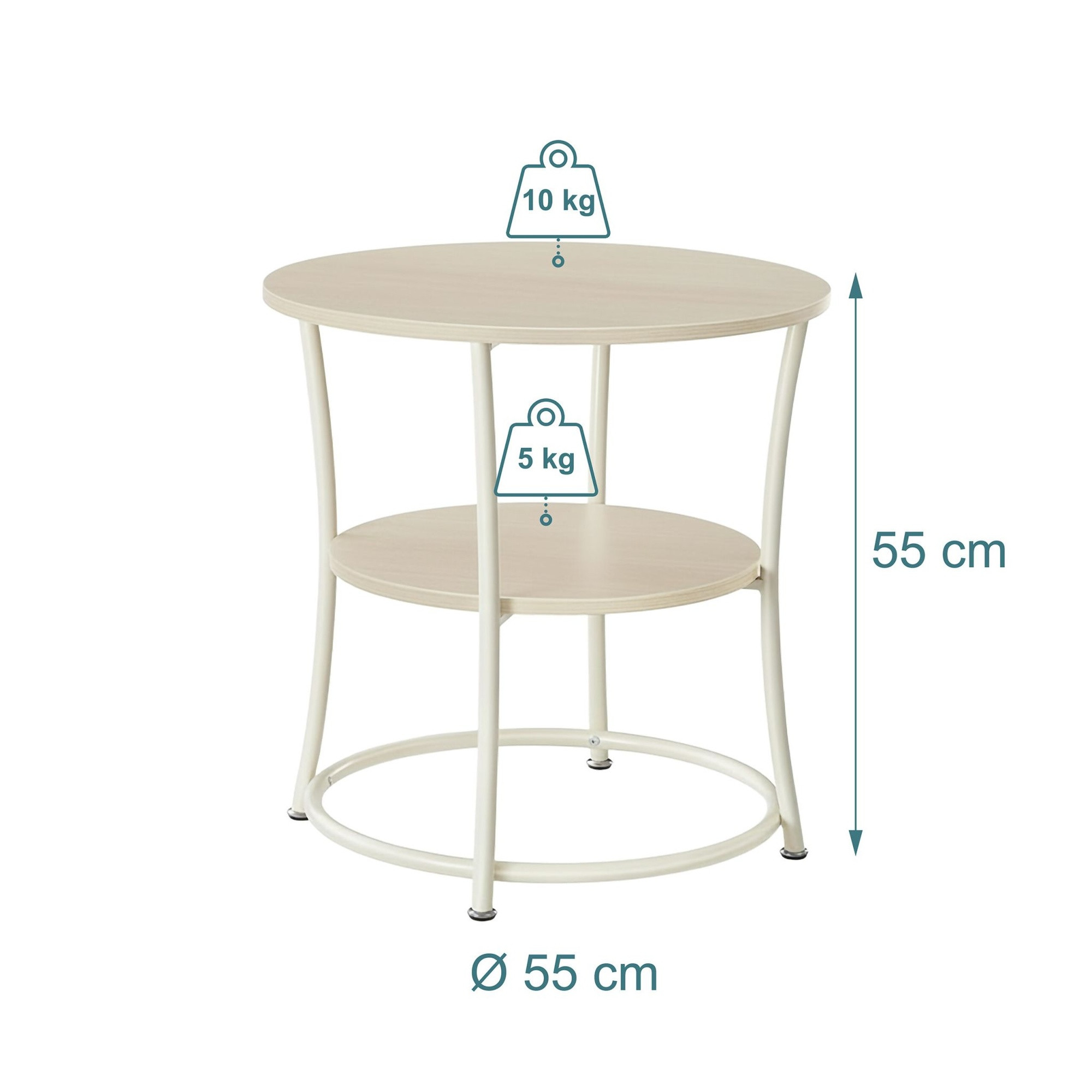 2-Tier Wood-Effect Side Table with Metal Frame
