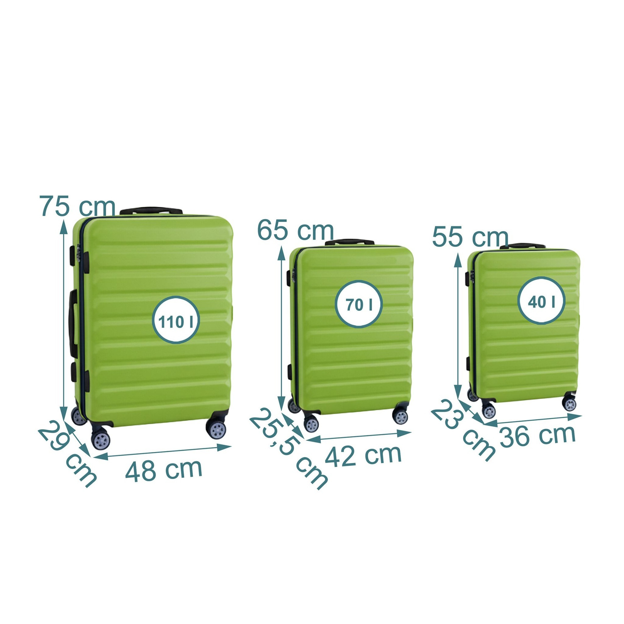 Ensemble de 3 valises rigides à roulettes