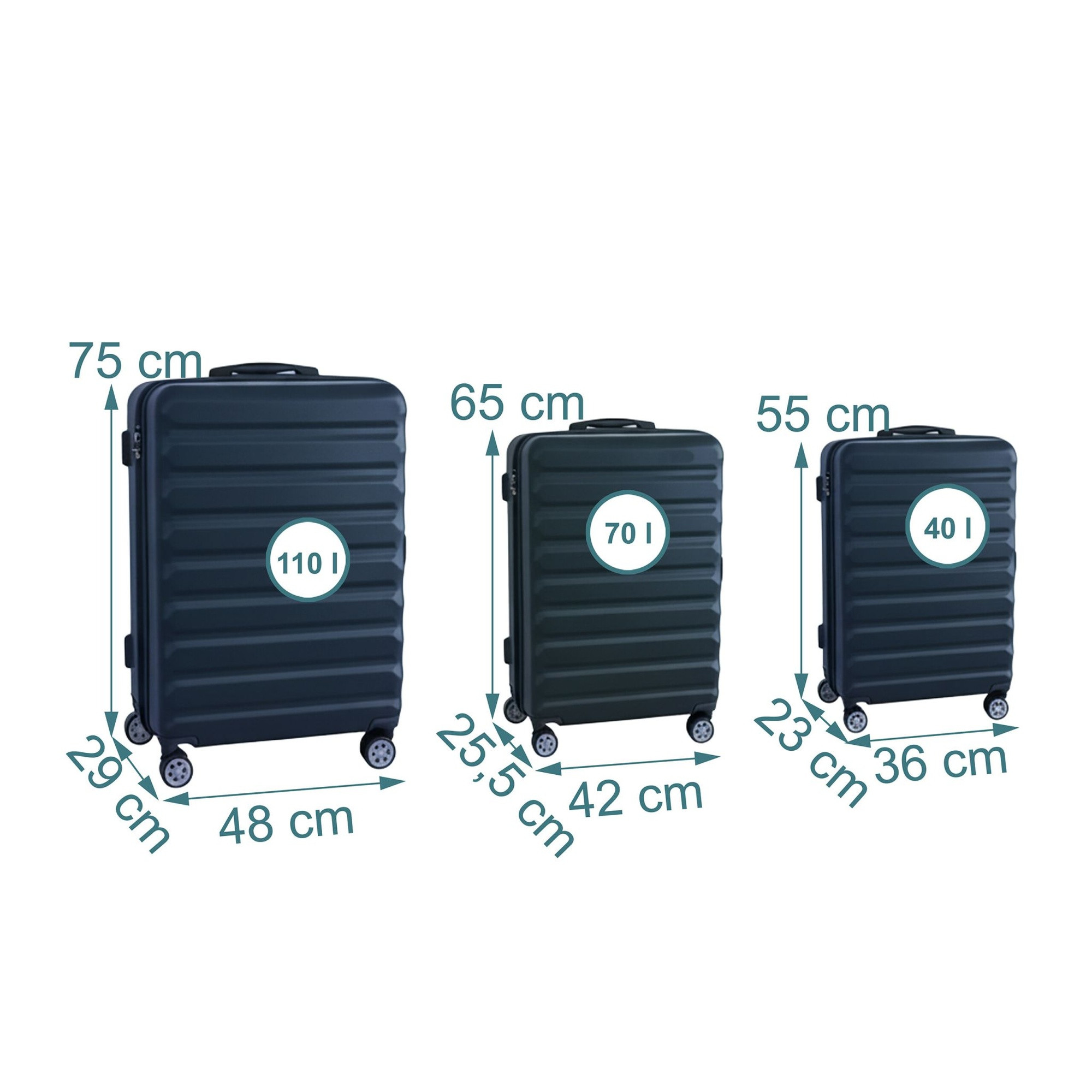 Ensemble de 3 valises rigides à roulettes
